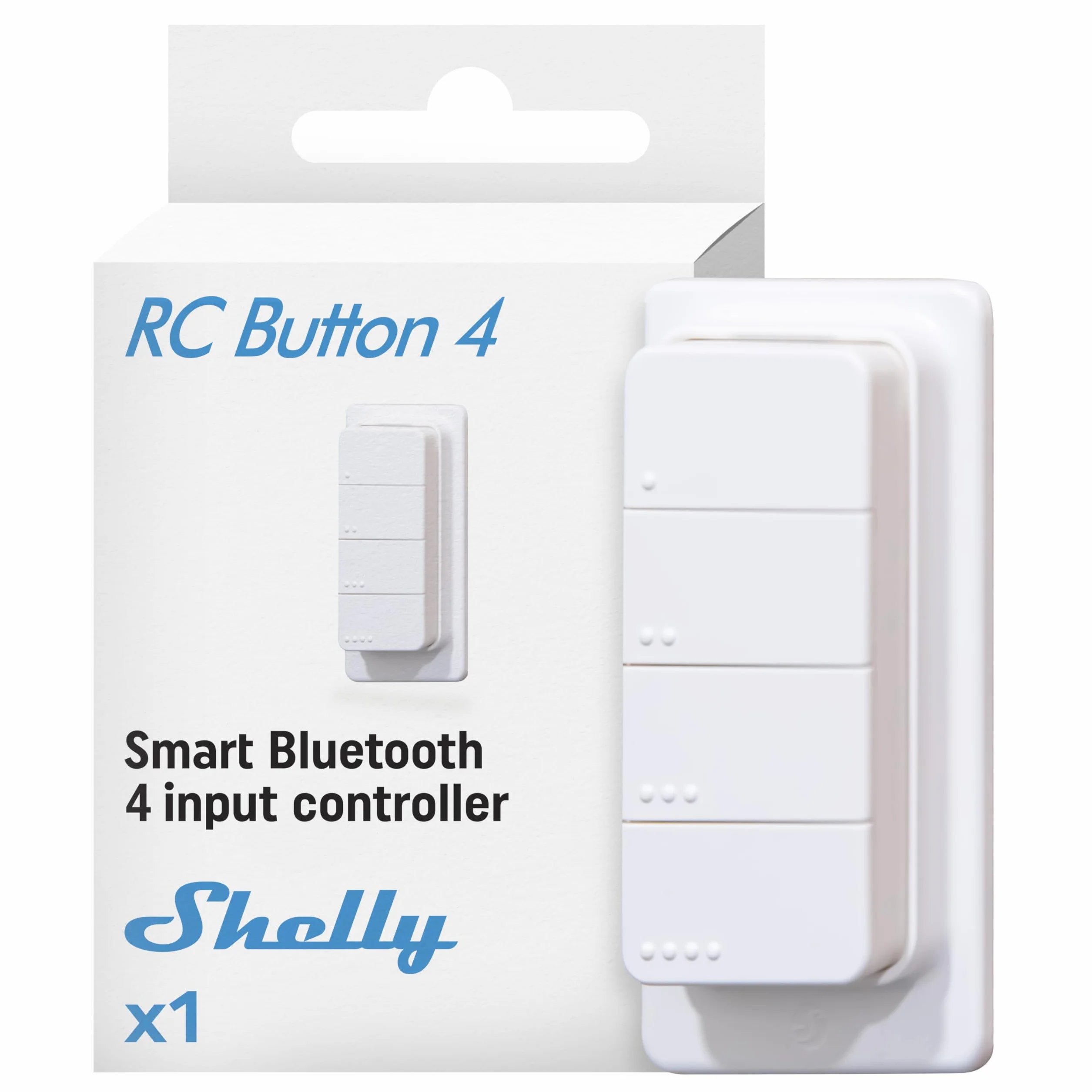 Shelly BLU RC Button 4 - Przełącznik Zdalnego Sterowania Bluetooth, Sterowanie Oświetleniem i Inteligentnymi Urządzeniami, Bezprzewodowy, Silne Szyfrowanie, Wielokrotne Kliknięcie, Wyzwalacz Akcji