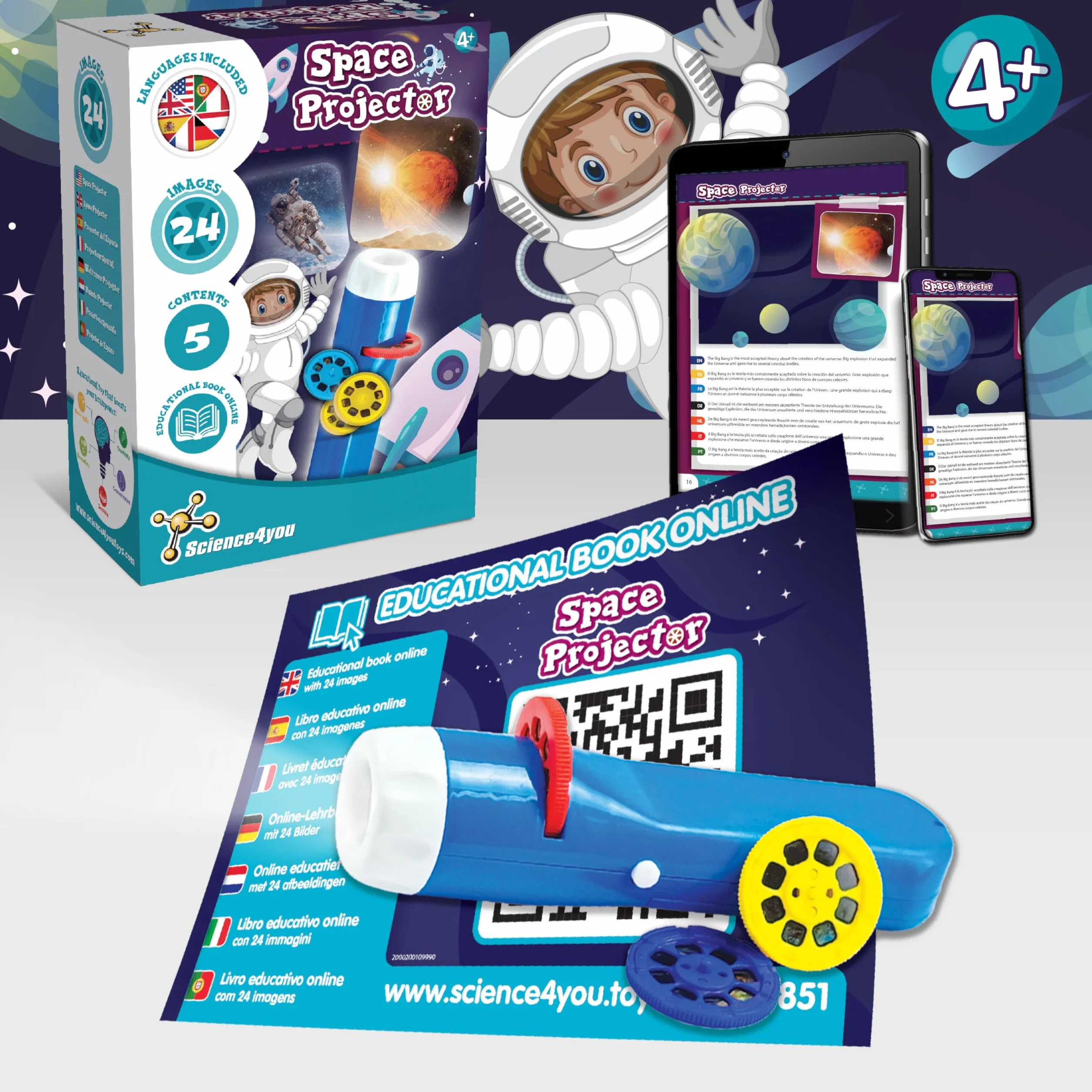Science4you Projektor kosmiczny dla dzieci – projektor układu słonecznego i planetarnego dla dzieci, projektor planetarny, zabawki i gry kosmiczne, prezent dla chłopca i dziewczynki 4+ lat