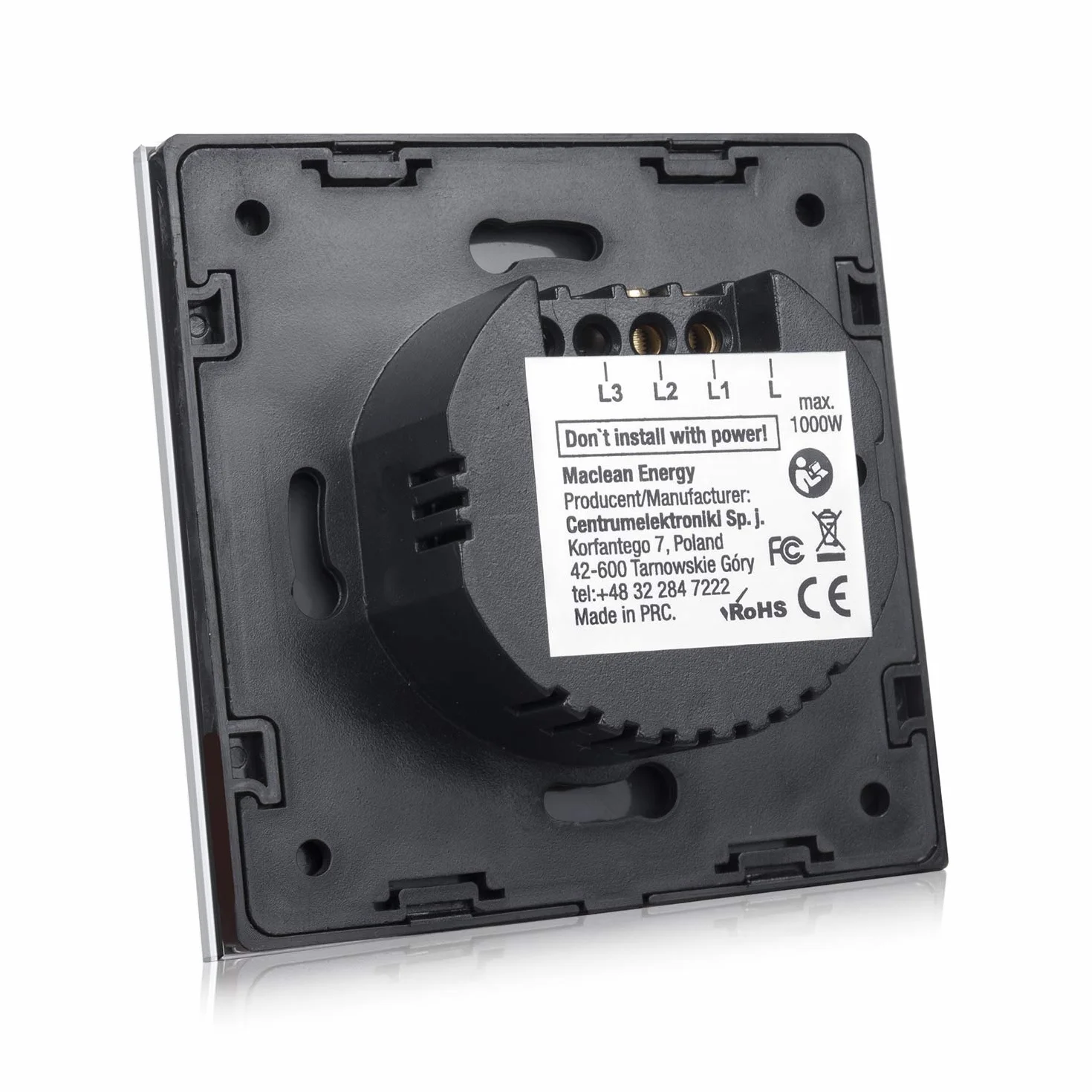 Maclean MCE704B dotykowy włącznik światła szklany LED zmiana kolorów 85x85 mm czarny