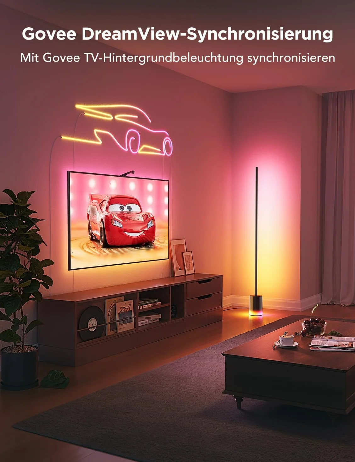 Govee Lampa stojąca LED, ściemniana, RGBIC, 1725 lm, do salonu, pracy z matą, 152 cm, RGBIC, nowoczesna czerń, 16 milionów kolorów, tryb muzyczny do dekoracji sypialni, pokoju zabaw