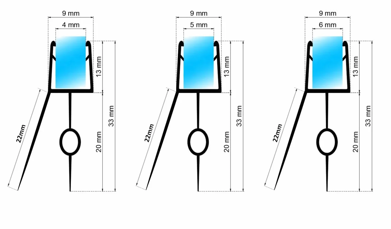 Uszczelka do drzwi prysznicowych zestaw 2 sztuk 2 x 100 cm do szkła 4-6 mm wodoodporna