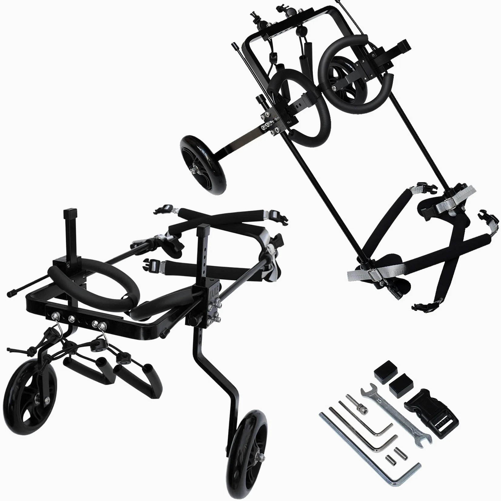 Regulowany Wózek Inwalidzki dla Psa, Rehabilitacyjny, Pasuje 17-22cm Wysokości, 6.3-9.3cm Szerokości, 10-15cm Długości, XXXS-3