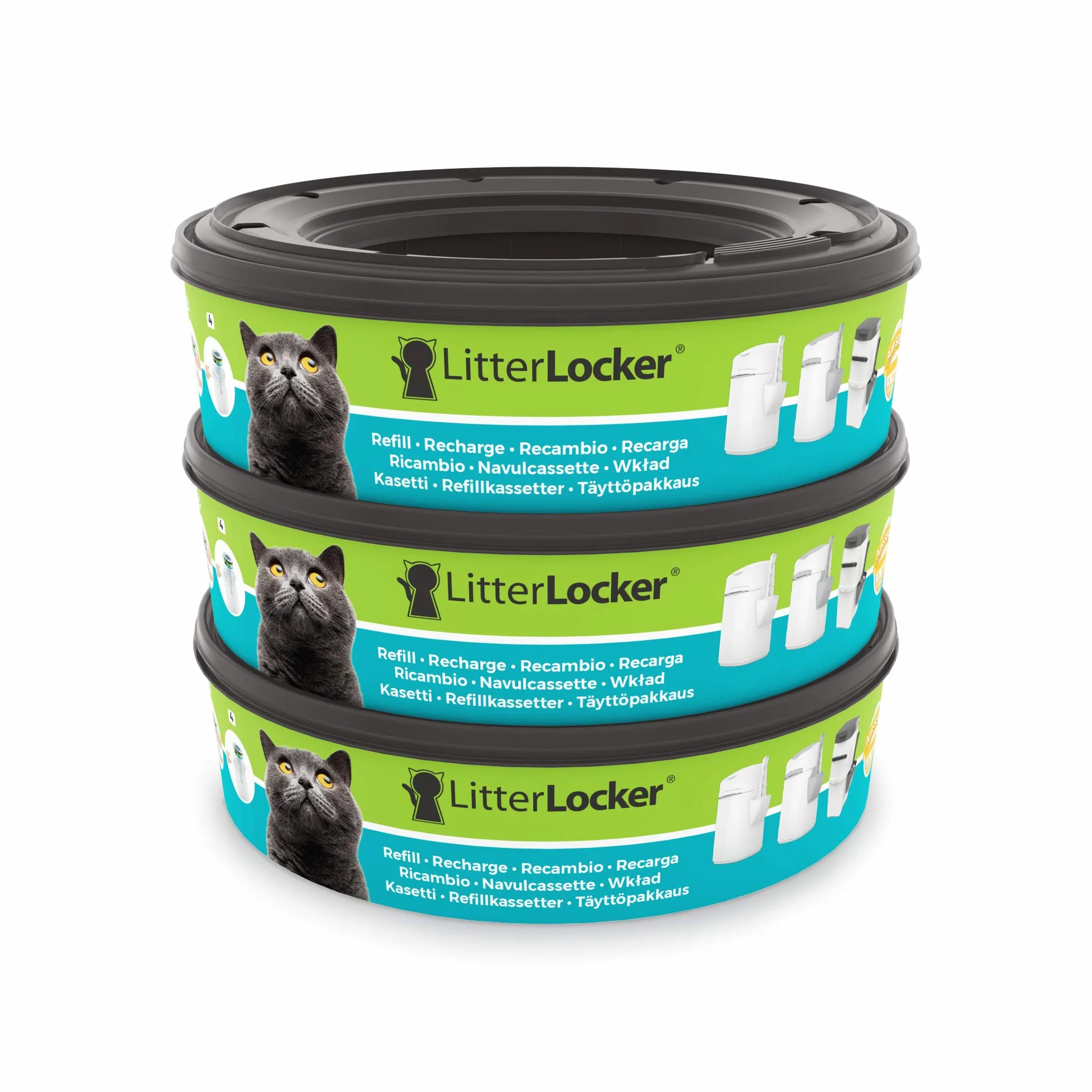 LitterLocker Zestaw 3 okrągłych wkładów do kosza na śmieci II i Design