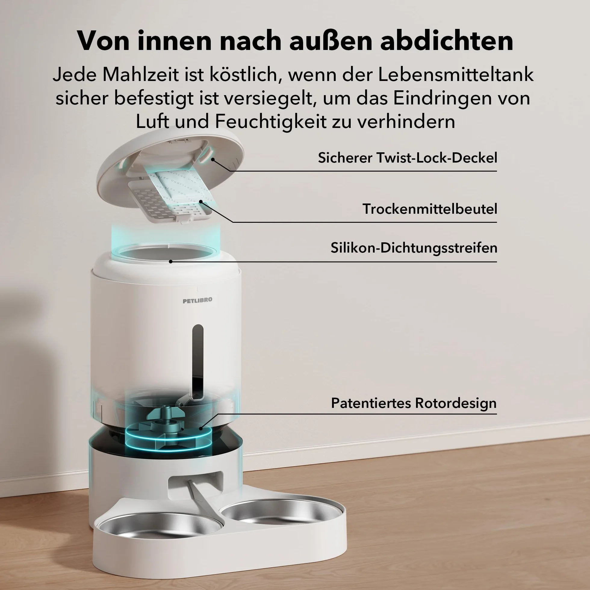 PETLIBRO 5 l automat do karmy dla 2 kotów i psów, z aplikacją, 5 G WLAN, automatyczny dozownik karmy dla kotów z czujnikiem niskiego niedoboru karmy, 1-10 posiłków dziennie