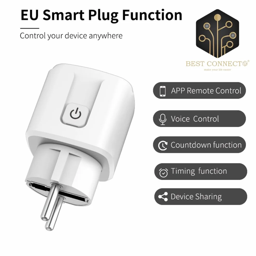 Connecte Plug - Smart Plug Connected Wifi - Kontrola i pomiar zużycia energii - Akcesoria do domu kompatybilne z Google Home i Alexa - Programowalne gniazdo 20A (2)