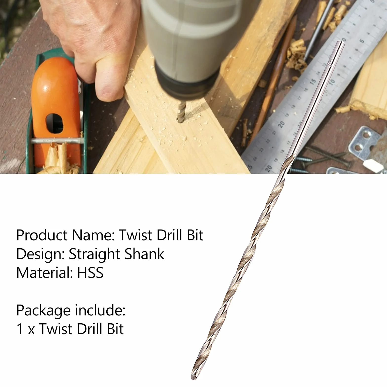 Bardzo długi wiertło spiralne, wiertło walcowe HSS długość 160mm narzędzia do wiercenia w drewnie (4 mm)