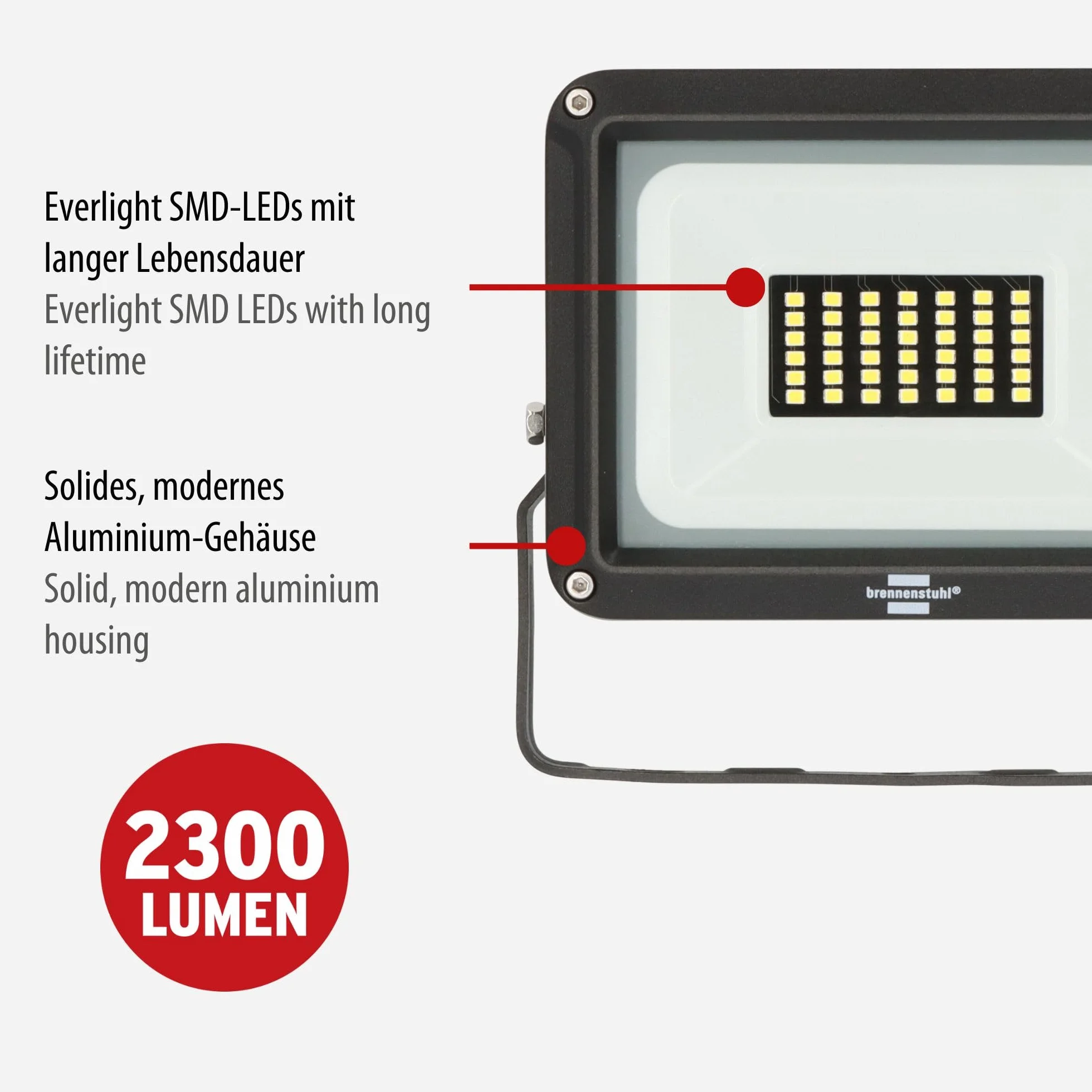 Brennenstuhl naświetlacz LED JARO 3060 20W 2300lm IP65 reflektor zewnętrzny aluminiowy