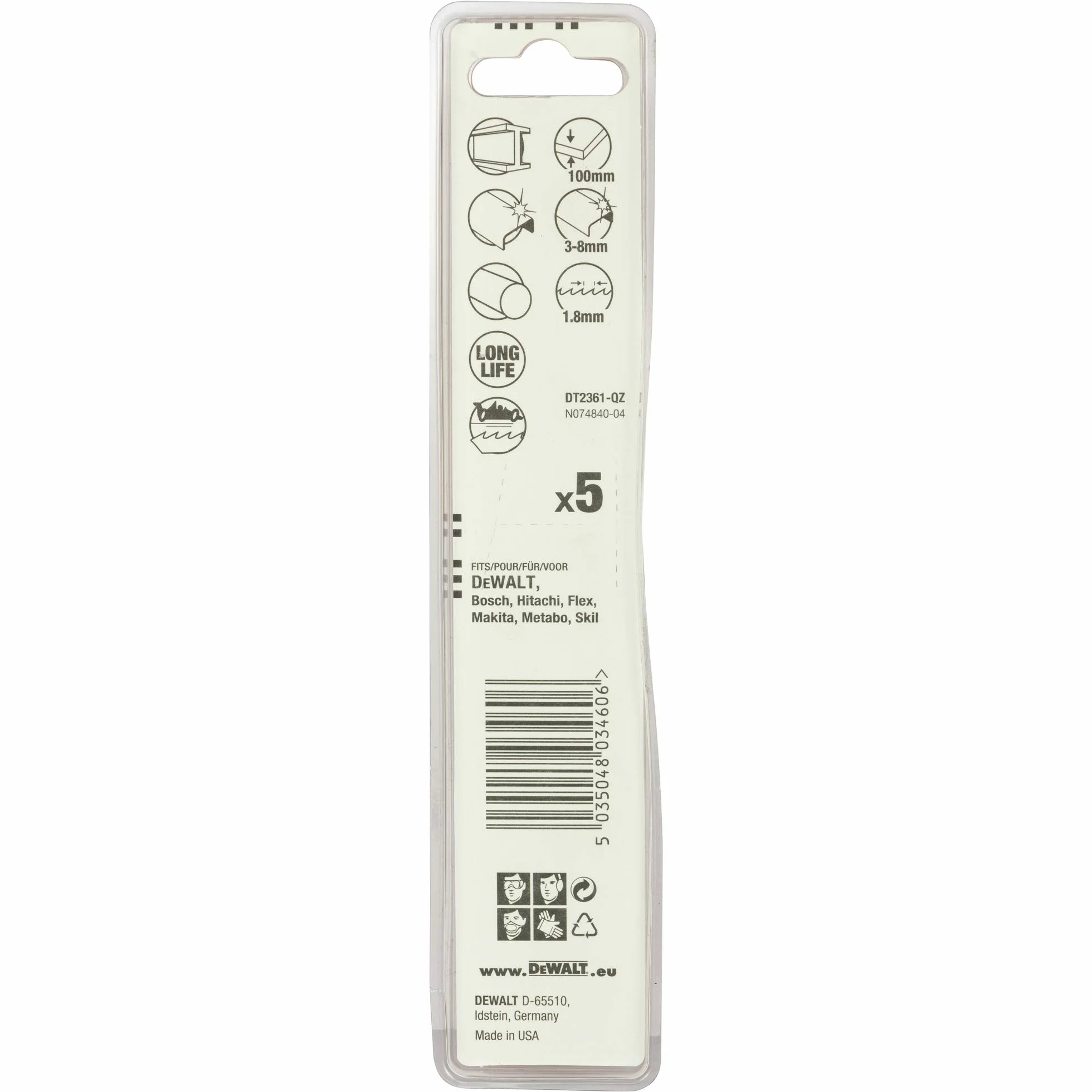 DeWalt Brzeszczoty do piły szablastej BI-Metal 152 mm 1,8 mm DT2361