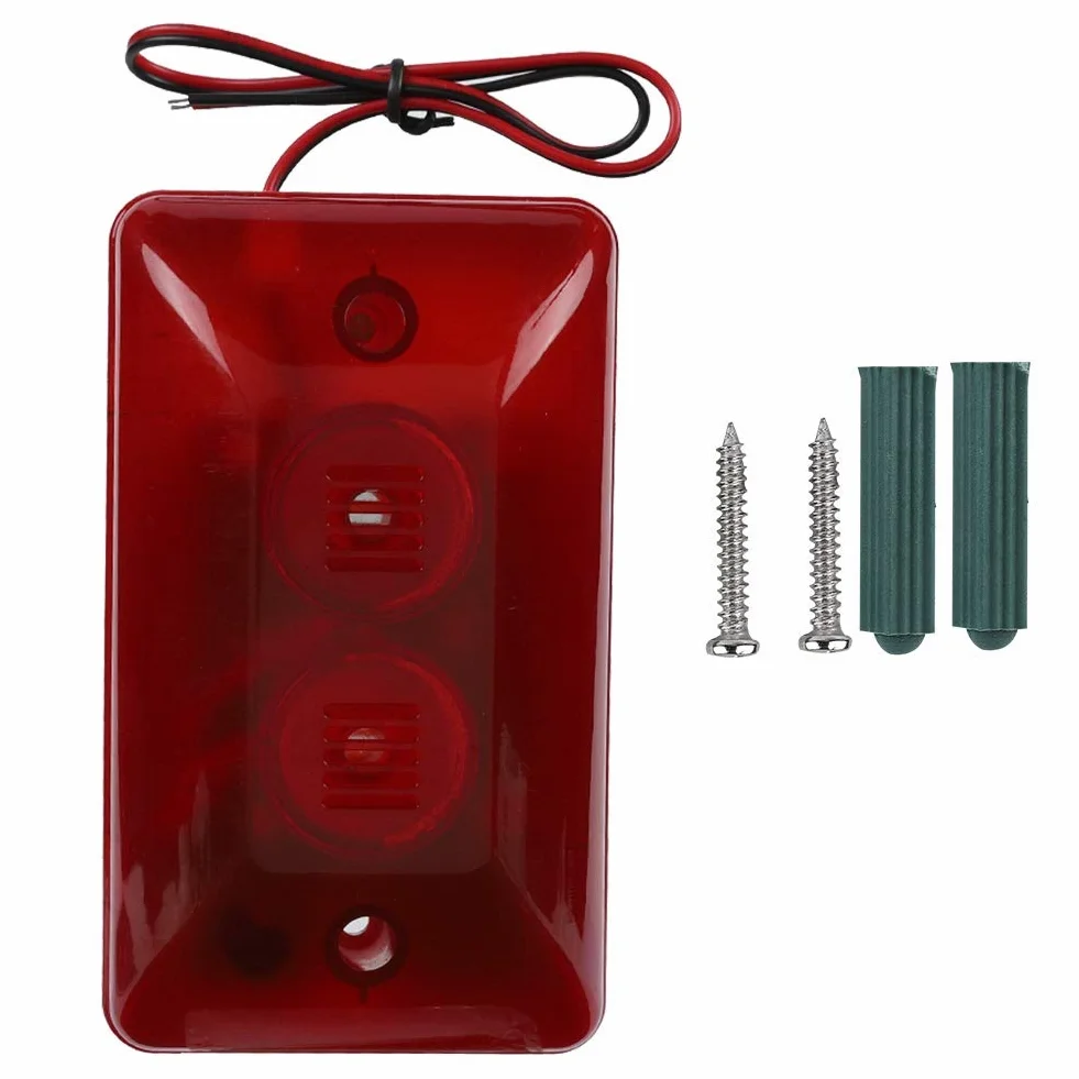 Syrena stroboskopowa 12V DC Mini przewodowa alarmowa 120dB czerwone światło