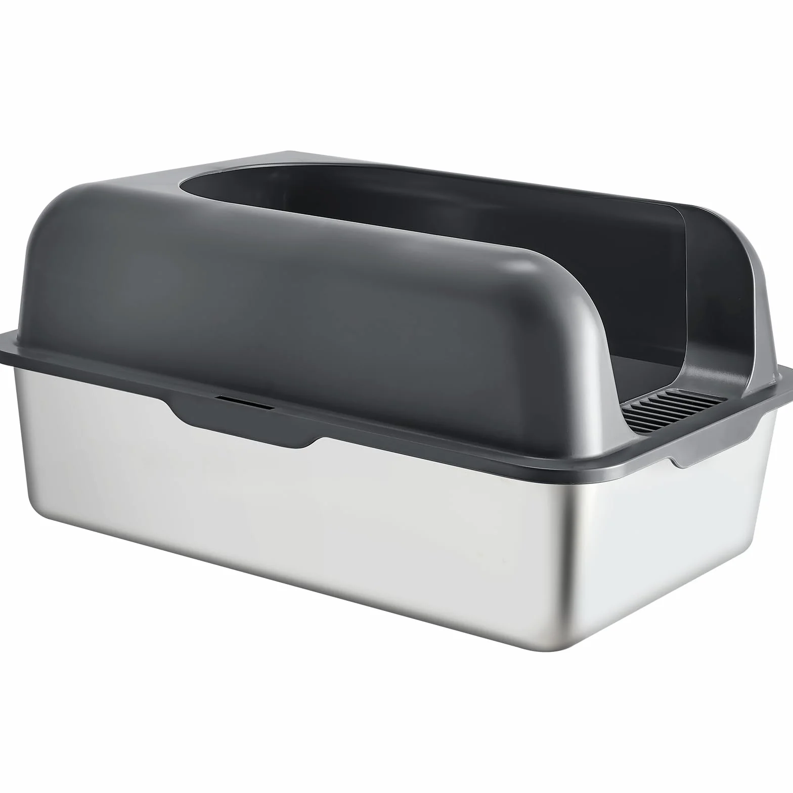 VEVOR Kuweta dla kotów, głębokość 15 cm, XL, bardzo duża kuweta ze stali nierdzewnej, szeroka deska filtrująca i wysokie boki, zamknięta, bezzapachowa, łatwa do czyszczenia, odpowiednia dla dużych