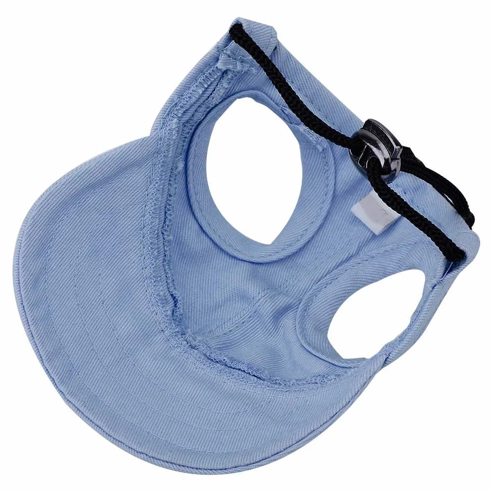 Czapka bejsbolowa dla psa i kota, czapka outdoorowa, Sunbonnet, regulowane paski, na lato, podróż, kapelusz sportowy, opakowanie wielokrotnego użytku, socialme-eu(S-Blau)