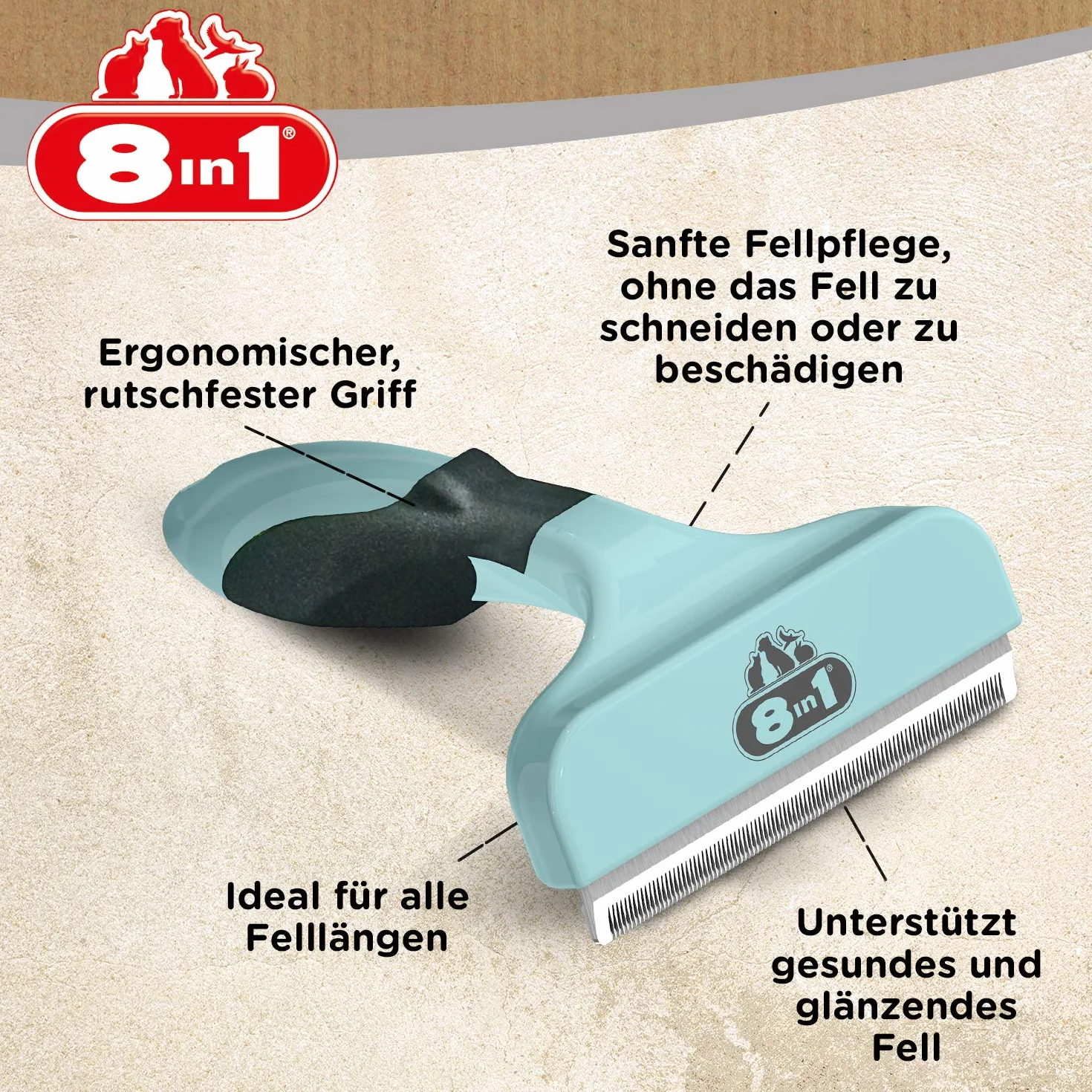 8in1 Coat DeShedder L – szczotka do podszerstka dla dużych psów, odpowiednia do krótkowłosych i długich włosów, szczotka dla psów do usuwania podszerstka
