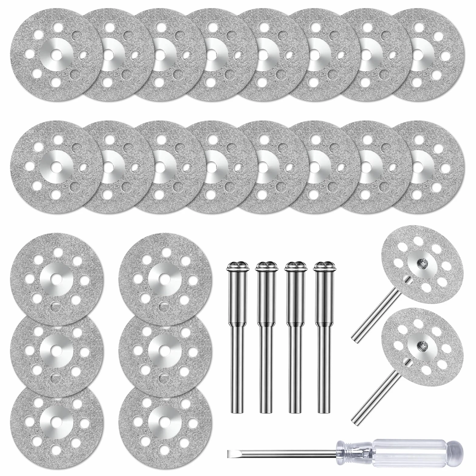 Flintronic 24 diamentowe tarcze tnące 22 mm, do narzędzi obrotowych Dremel, z 4 trzpieniami 3 mm i śrubokrętem