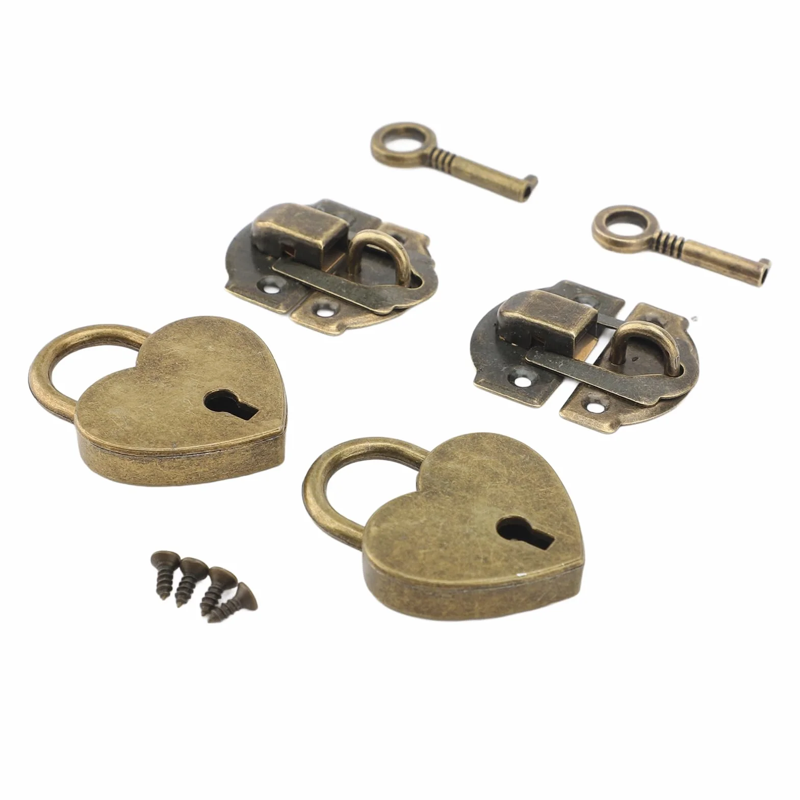 Generic Vintage Hasp Hasp Latch Padlock, w Kształcie Serca, Stopu Cynku, Kompletne Rozwiązanie Bezpieczeństwa, Instalacja Bez Wysiłku, Drewniane Pudełka, Rzemiosła, Pudełka Biżuterii, (Brązowy)