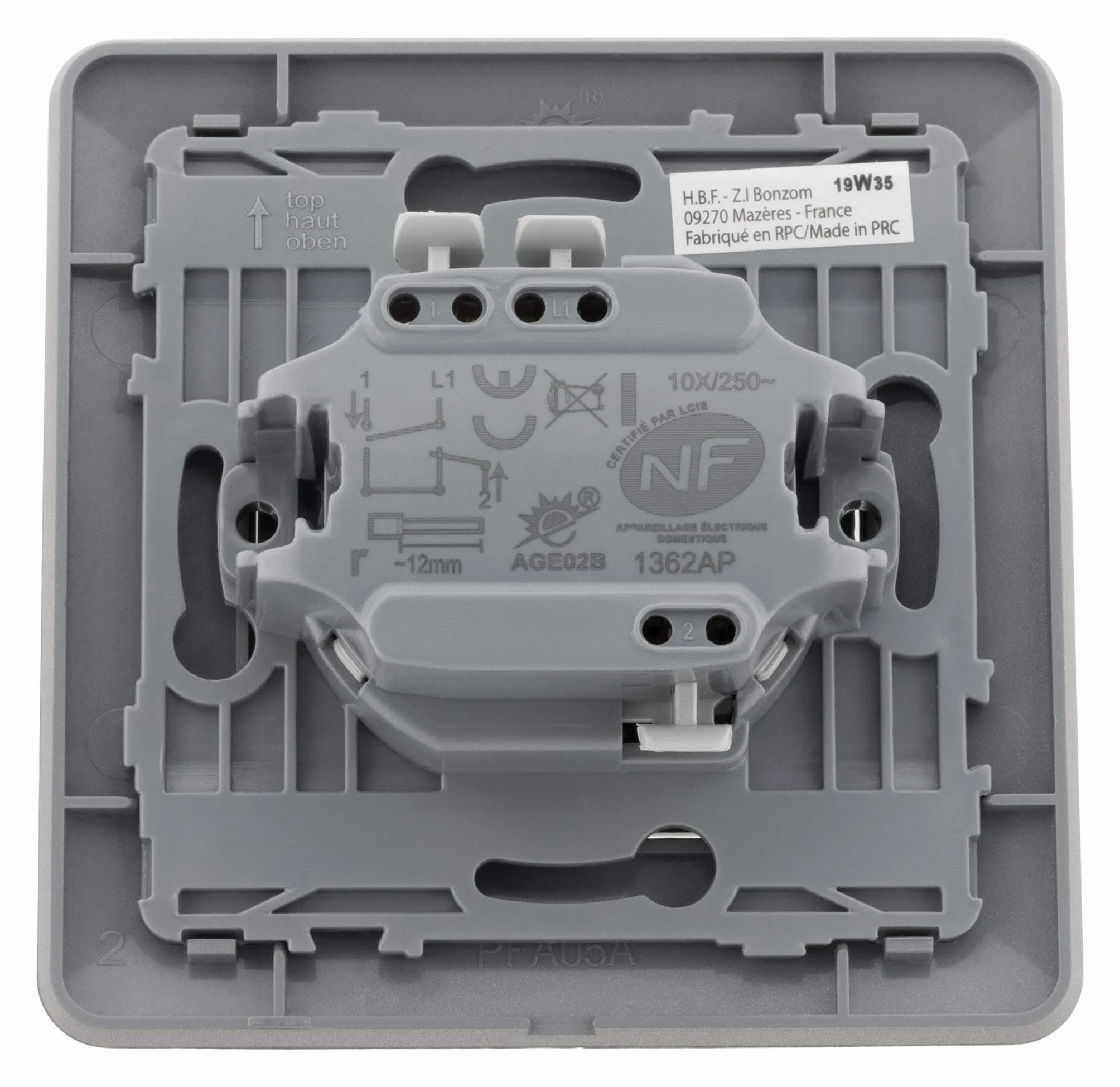 Zenitech - Przełącznik Roletowy Titanium - Matowe Wykończenie - 3 Przyciski Góra/Stop/Dół - Automatyczne Zaciski - Wspornik na Zatrzask - Płytka 86x86 mm - Kompatybilność z Puszką Podtynkową