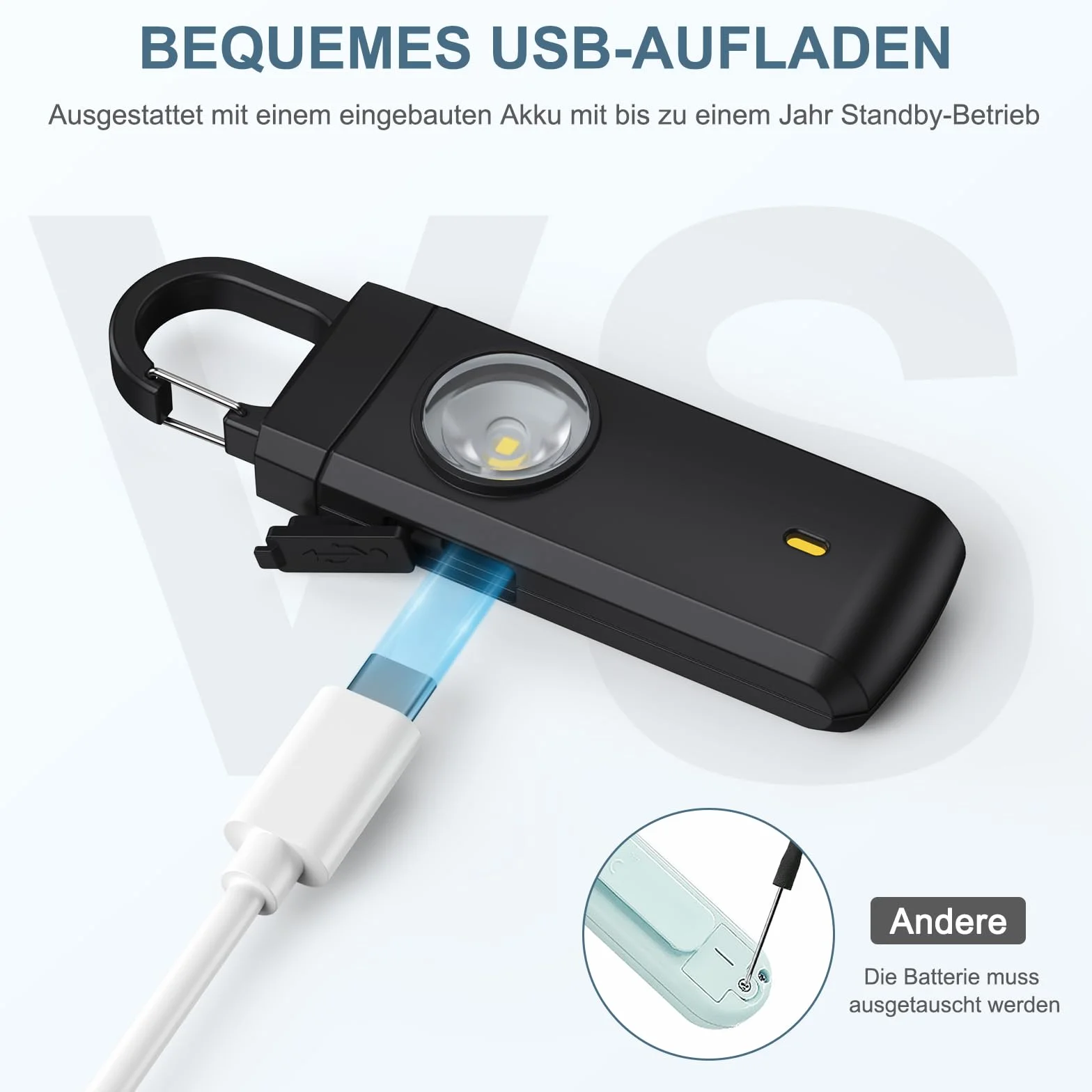 Osobisty alarm 135 dB breloczek do kluczy czarny