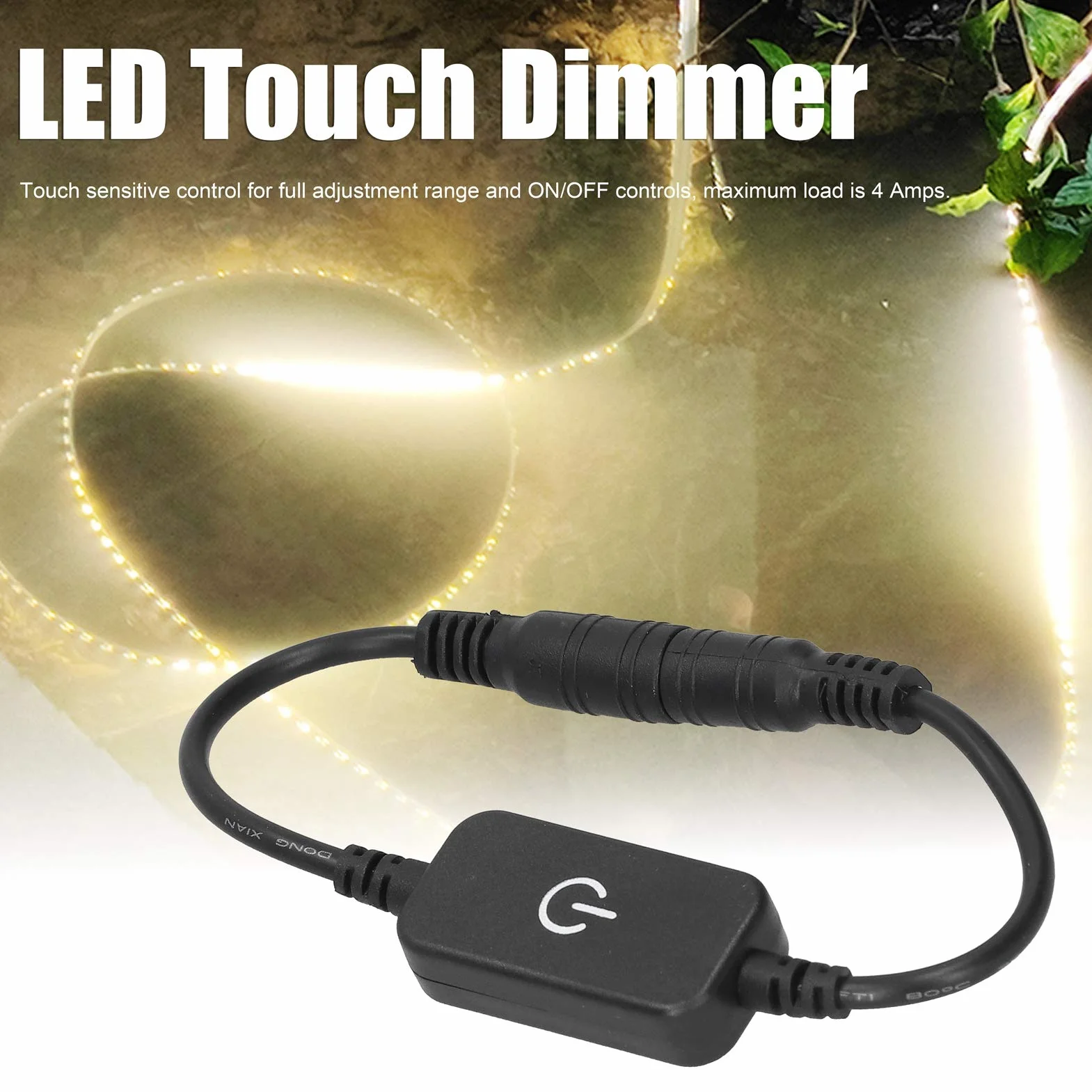 2 sztuk Mini LED Strip Ściemniacz dotykowy 1ft Przewód Pojedynczy Kolor Ściemnianie Włącznik Wyłącznik Kontroler DC 12 V-24 V.