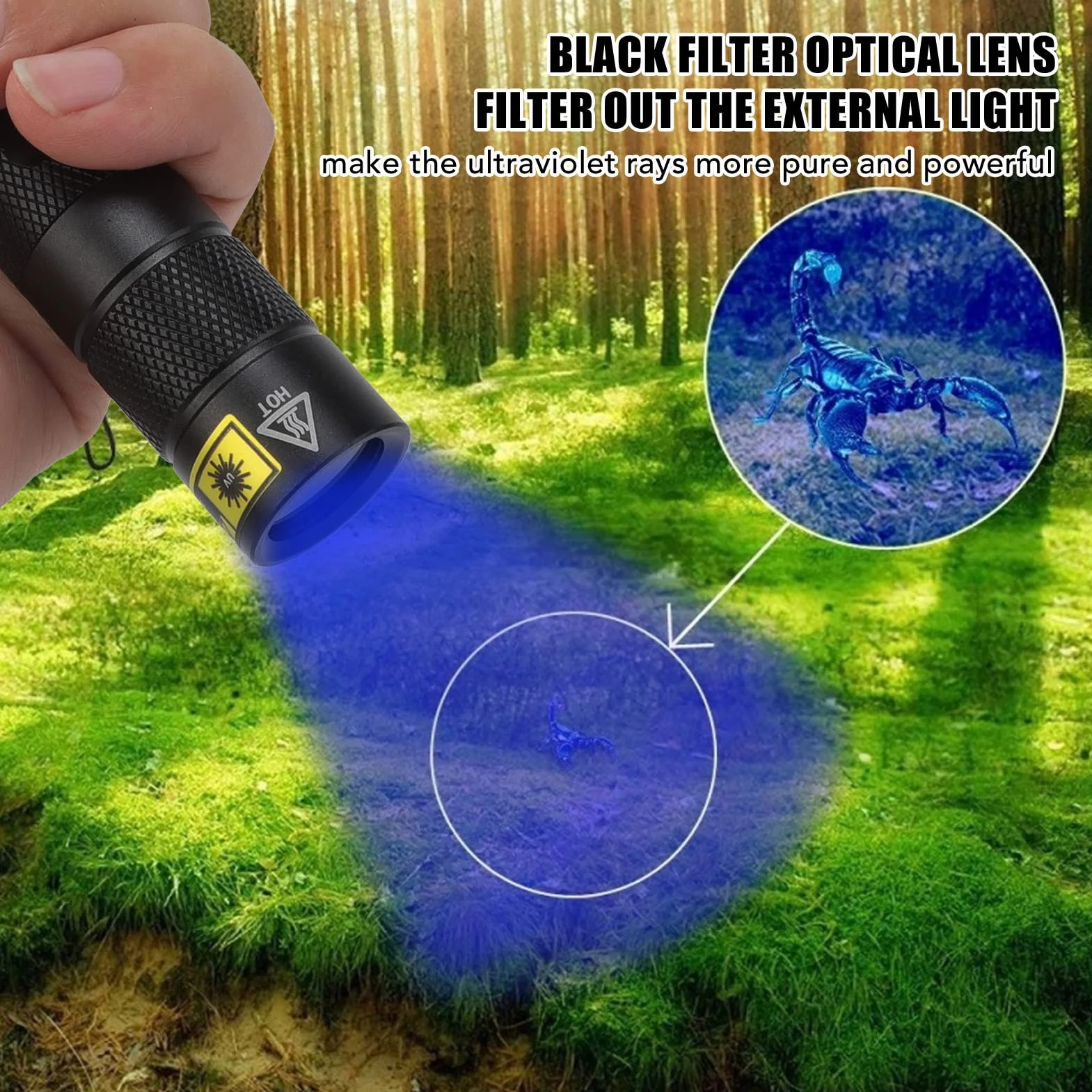 Latarka LED 365nm Żywica utwardzająca Światło Blacklight Latarka Stop aluminium dla skorpionów Żywica moczowa dla zwierząt domowych