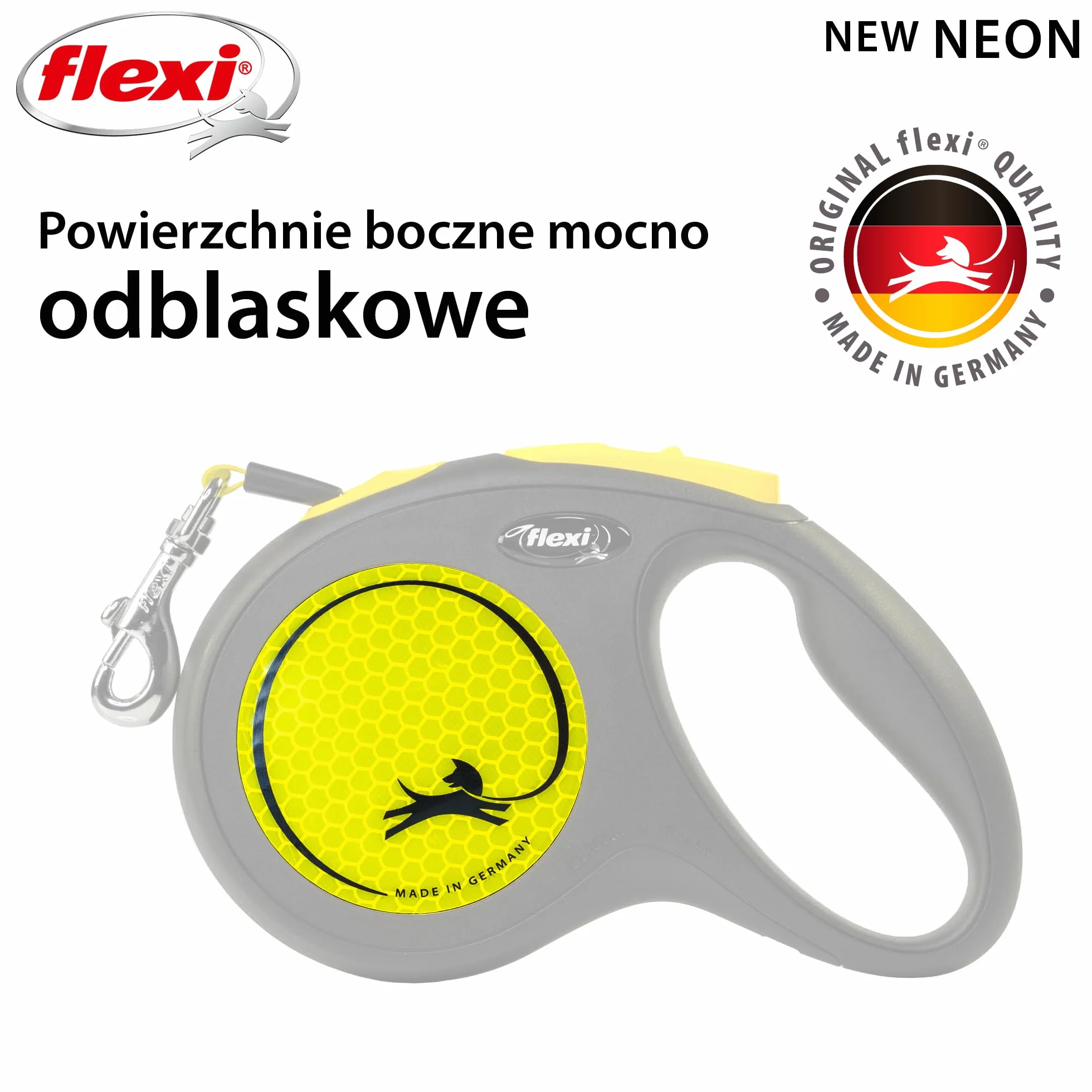 flexi New Neon M pas 5 m czarny dla psów do 25 kg
