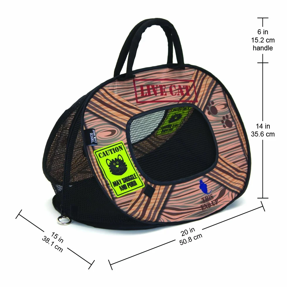 SportPet Designs nosidełko dla kota z zamkiem błyskawicznym, składane podróżne nosidełko dla kota - pióro dla zwierząt domowych, niebieski/brązowy (CM-0431-CS01)