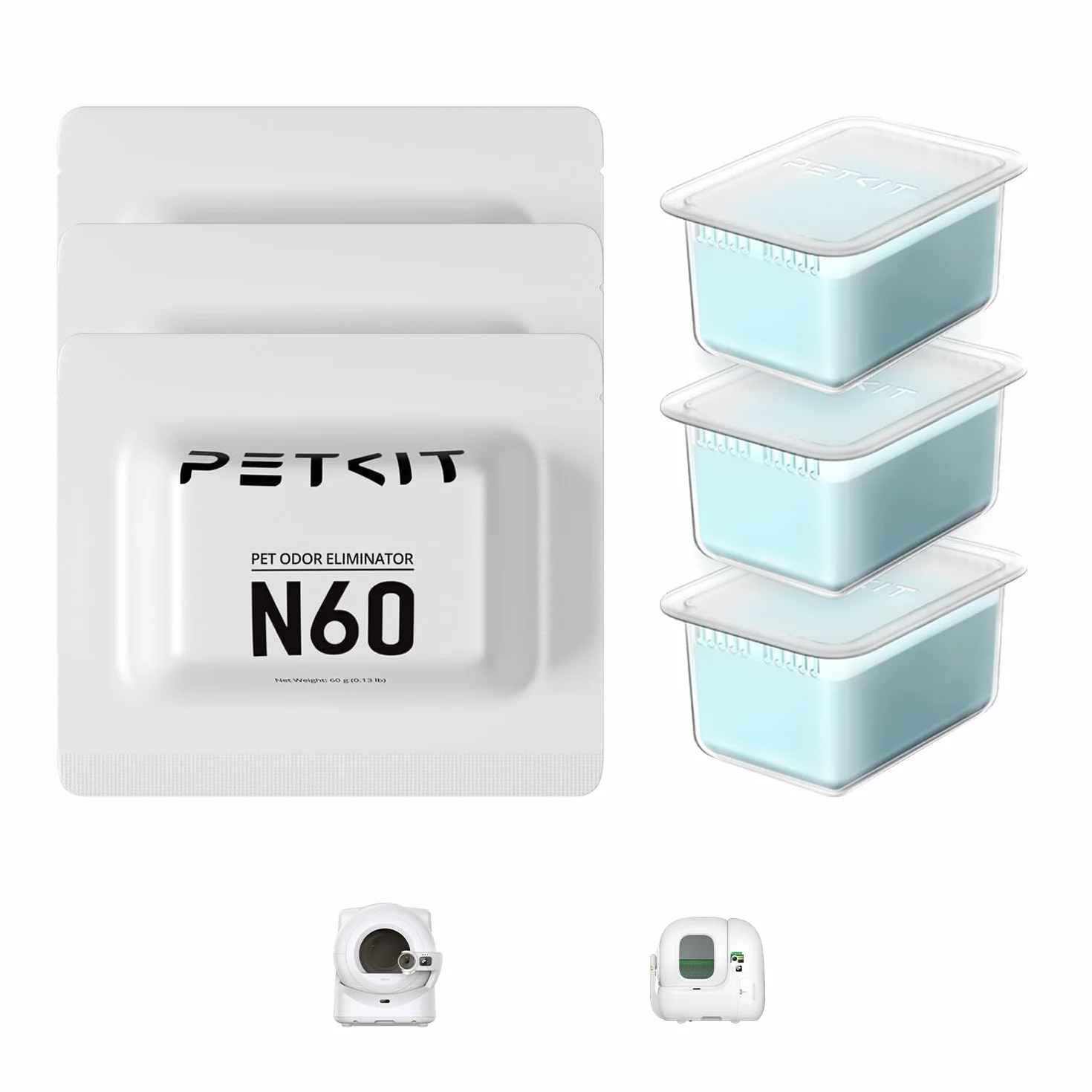 PETKIT N60 Eliminator Zapachów Zwierząt Domowych do Samoczyszcząca Kuweta dla Kota PUROBOT ULTRA i PUROBOT MAX PRO 2, Skuteczna Eliminacja Zapachów, Długotrwała, Naturalna Formuła (Zestaw 3 Szt.)