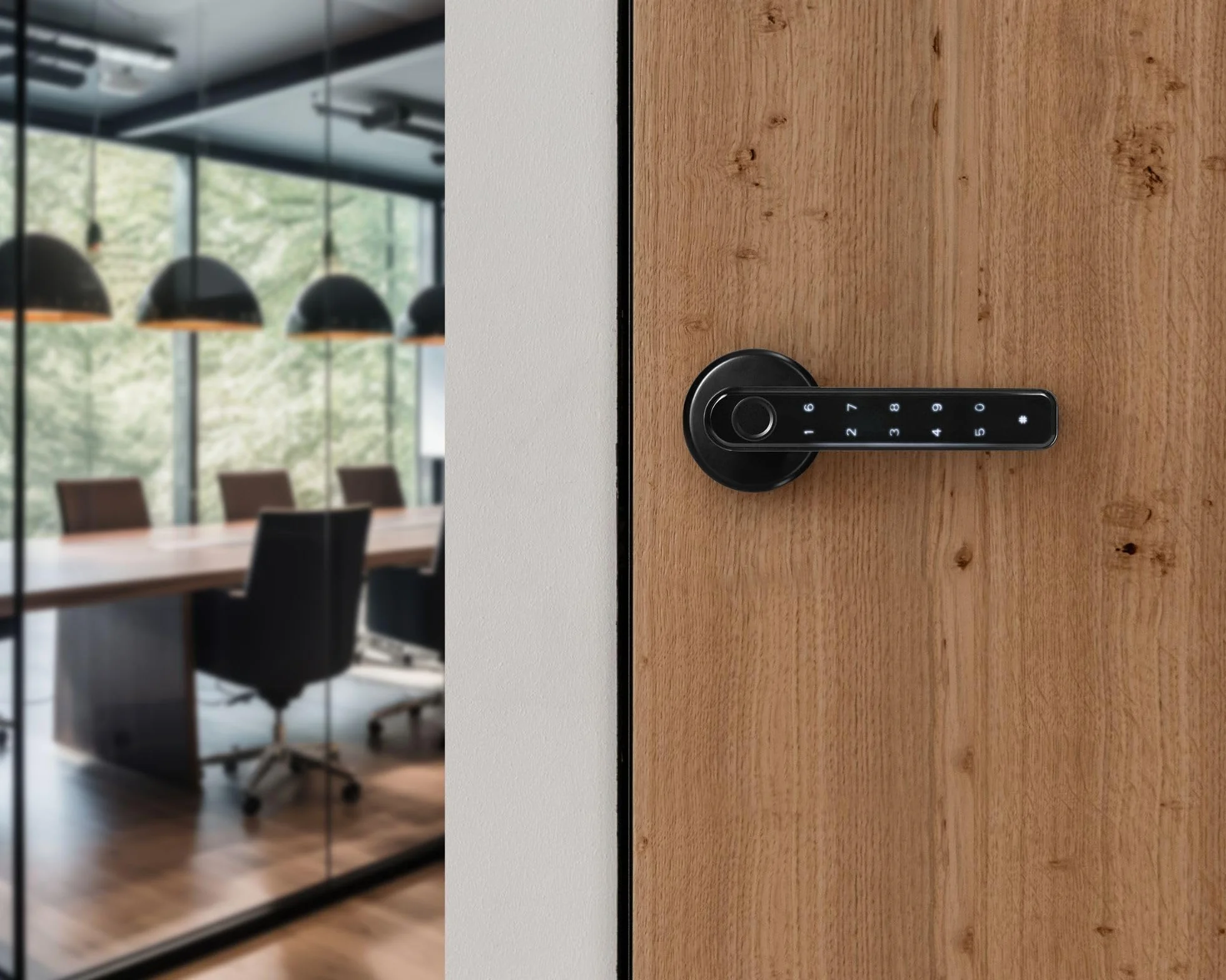 Klamka Szyfrowa z Klawiaturą - Inteligentny Zamek do Drzwi - Bluetooth 5.0/Kod/Odcisk palca Aplikacja Tuya Smart Zasilanie 4 baterie AAA Grubość drzwi:42-54mm IP20 Kolor Czarny