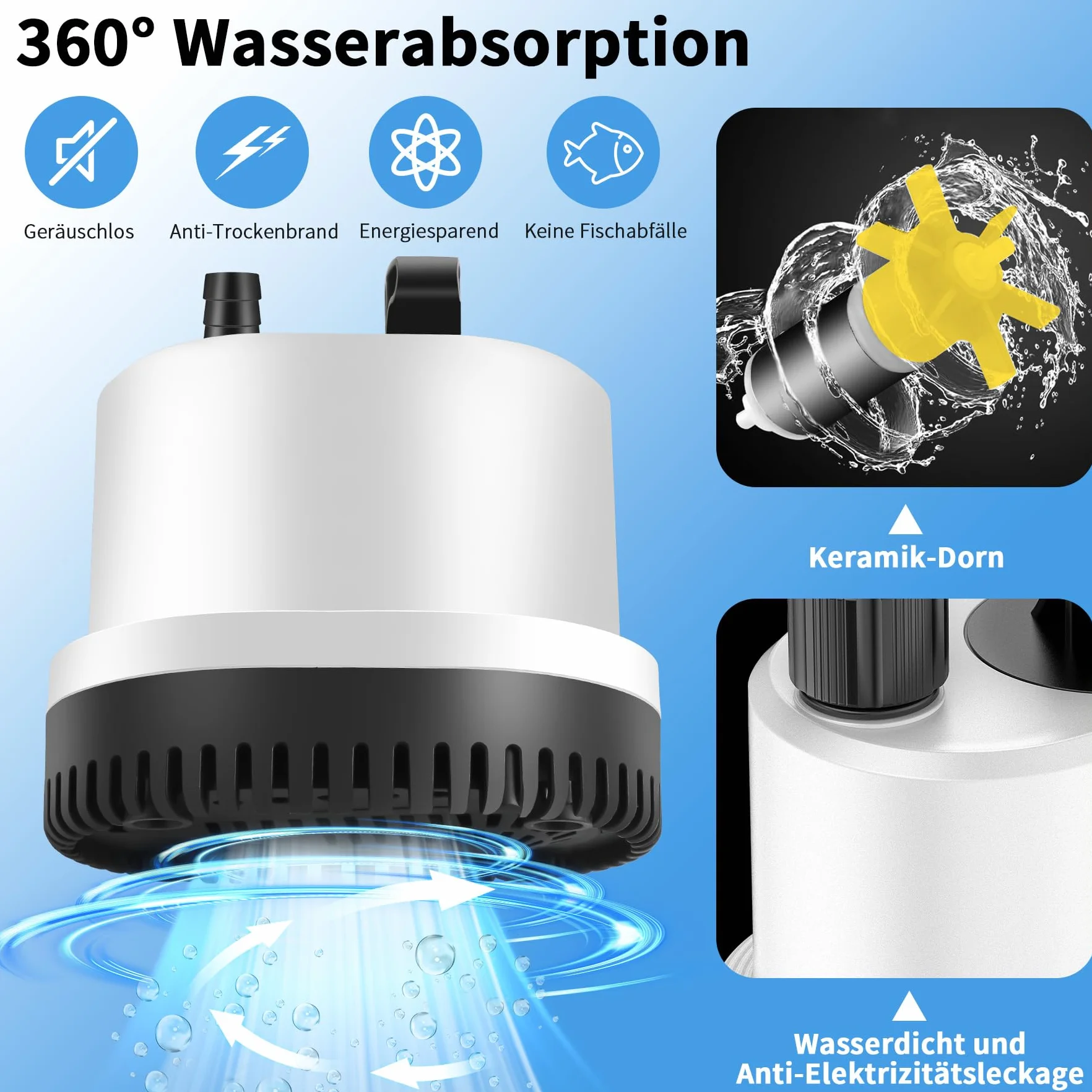 Forever Speed Pompa głębinowa do akwarium, ultralekwa tłocząca pompa do stawu, woda, ogrod, fontanna 1500 l/h, 25 W