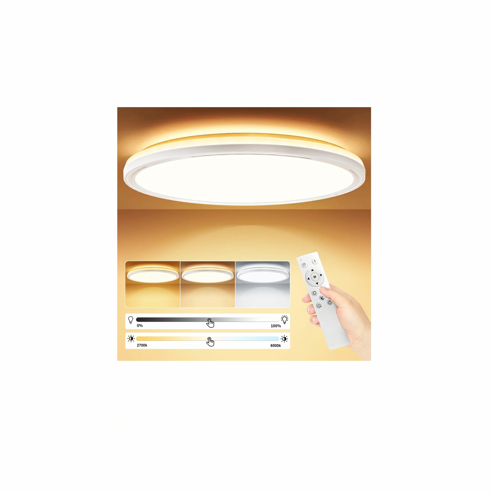 Lampa Sufitowa LED 24W 2642LM z Pilotem Dimmable 3000K-6500K Φ30cm