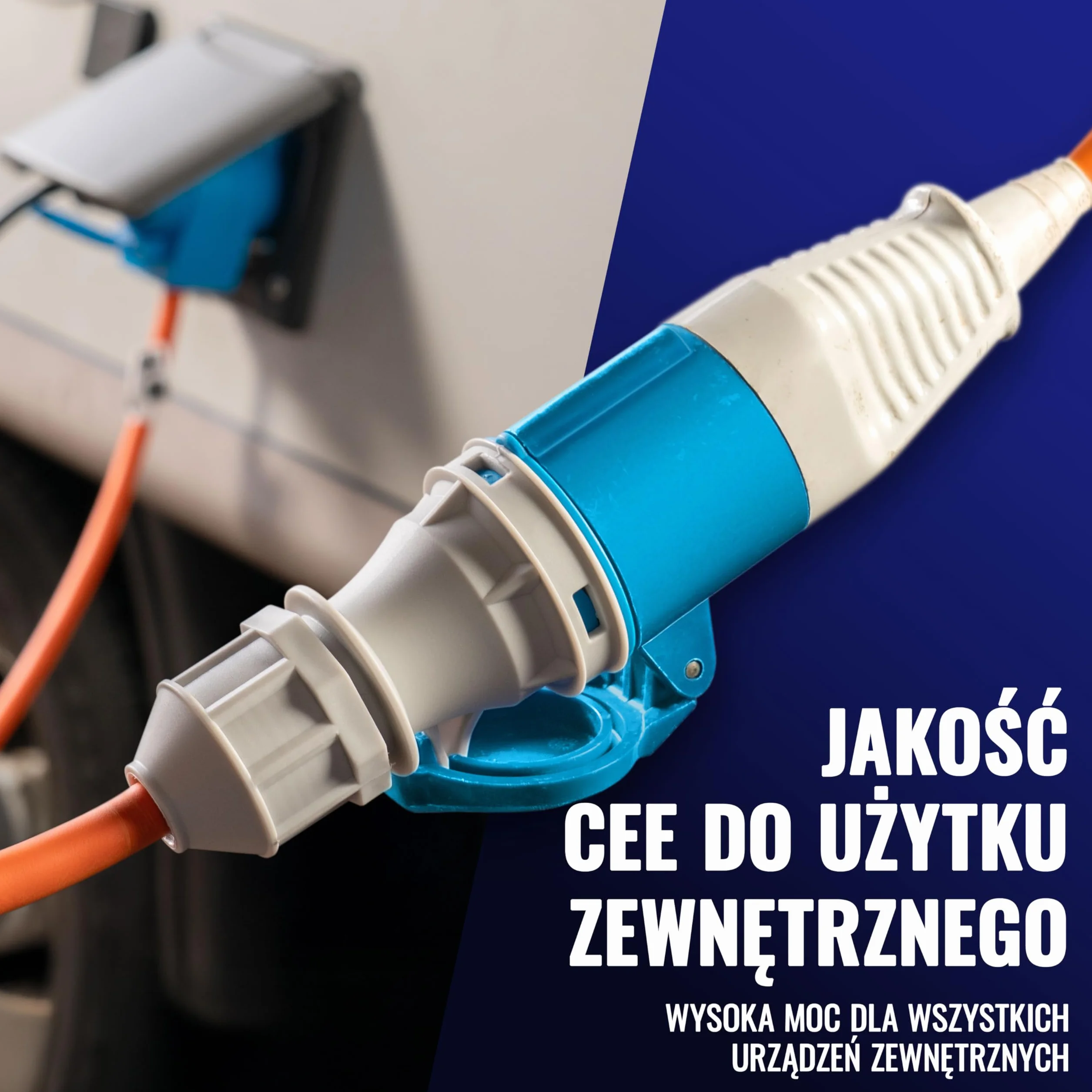 Poppstar kabel CEE 15m z wtyczką Schuko (wtyk CEE 3-biegunowy na gniazdo CEE + gniazdo typu F), 230V/16A, IP44, H07RN-F 3G2.5