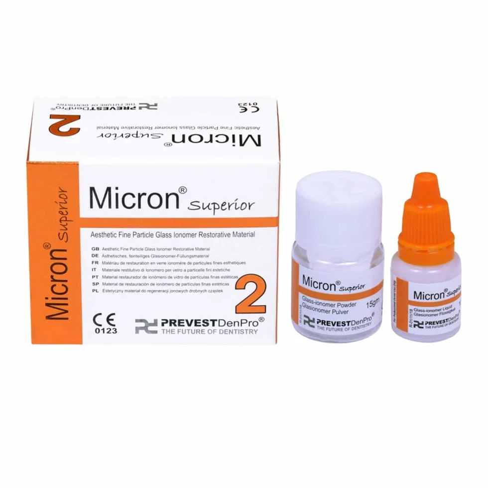 Micron Superior 2 drobne cząstki szklane jonomer wypełnienia korony cement, materiał regenerujący