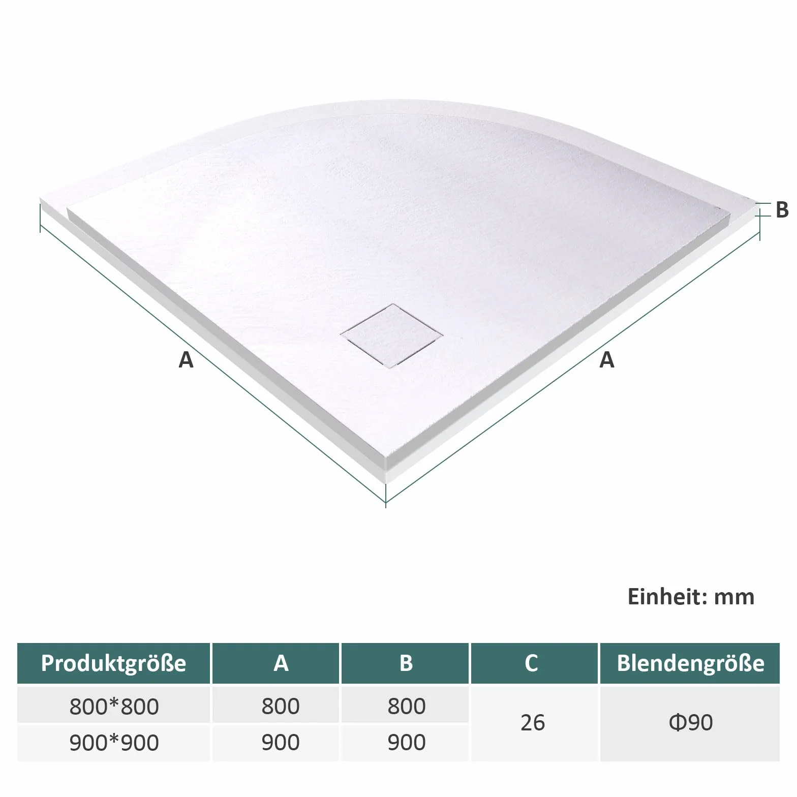 EMKE Brodzik Prysznicowy 90x90 cm Ćwierć Koła Płaski Antypoślizgowy Biały