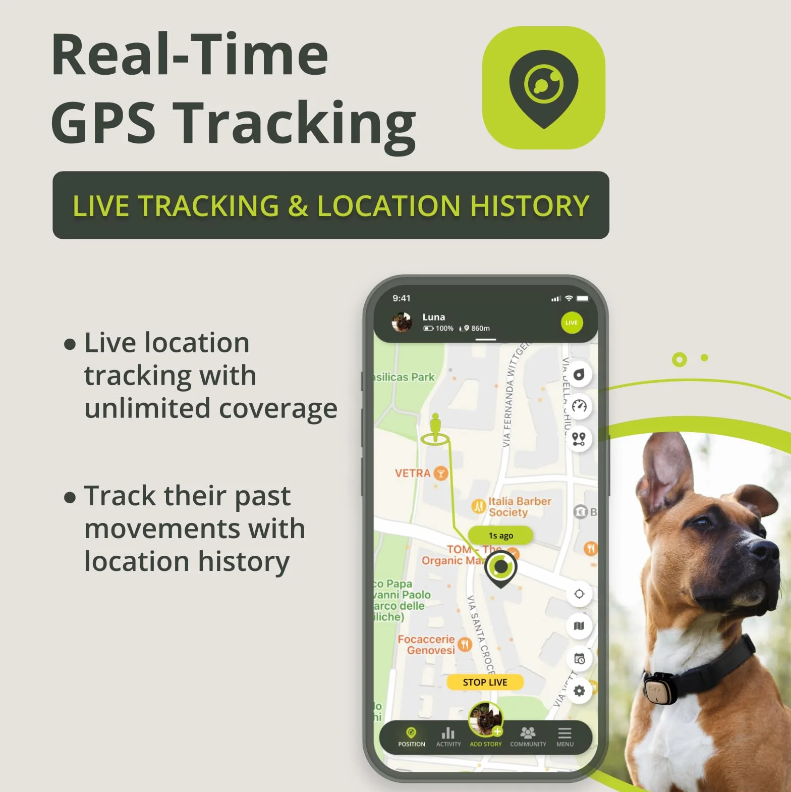 Kippy EVO Obroża GPS Monitor Aktywności dla Psa Kota 38g Wodoodporna Bateria 7 dni Kamiennoszary