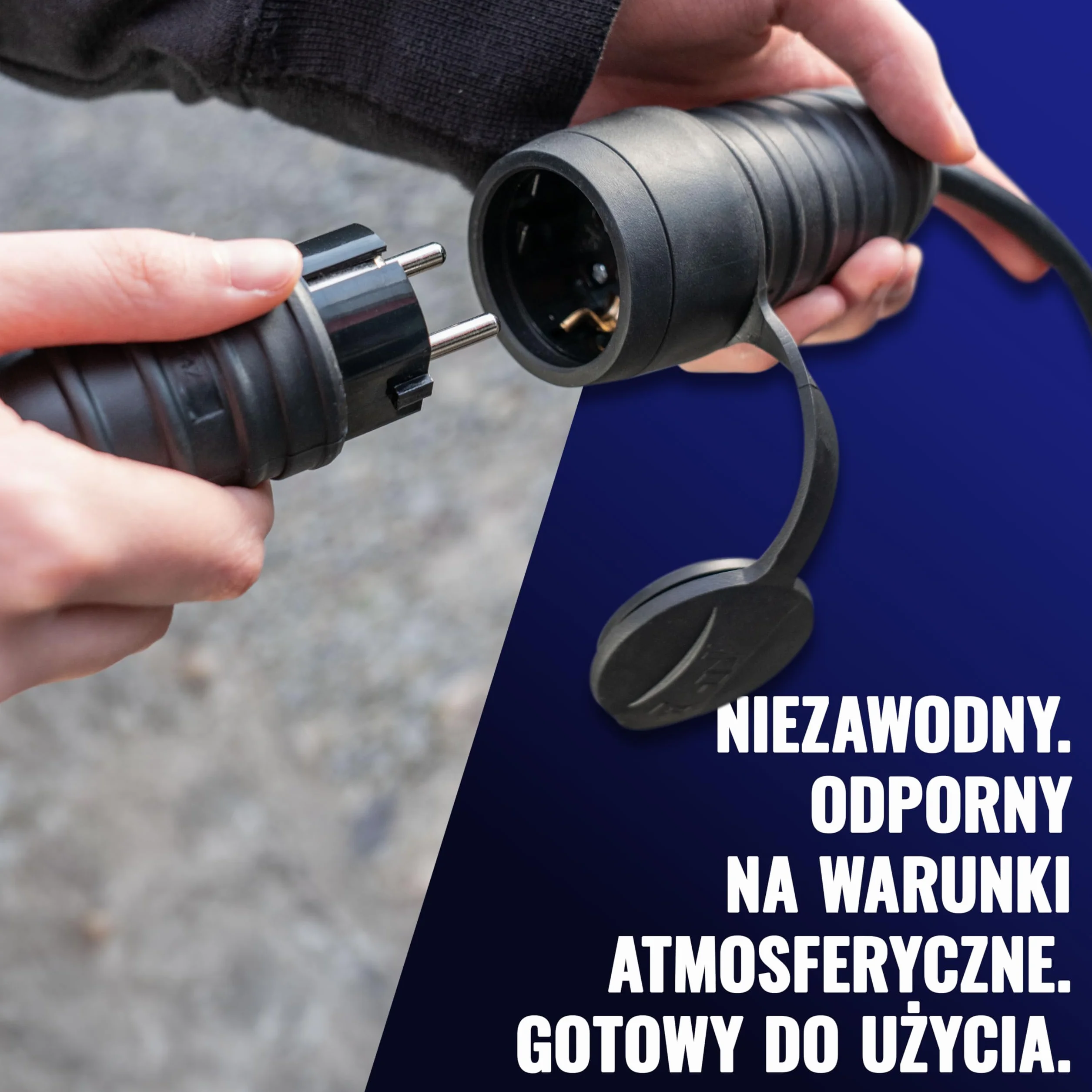Poppstar wtyczka Schuko 250V z zabezpieczeniem przeciwzgięciowym, (2-biegunowa, 230V, 16A, IP44), wodoodporna do użytku na zewnątrz, czarna