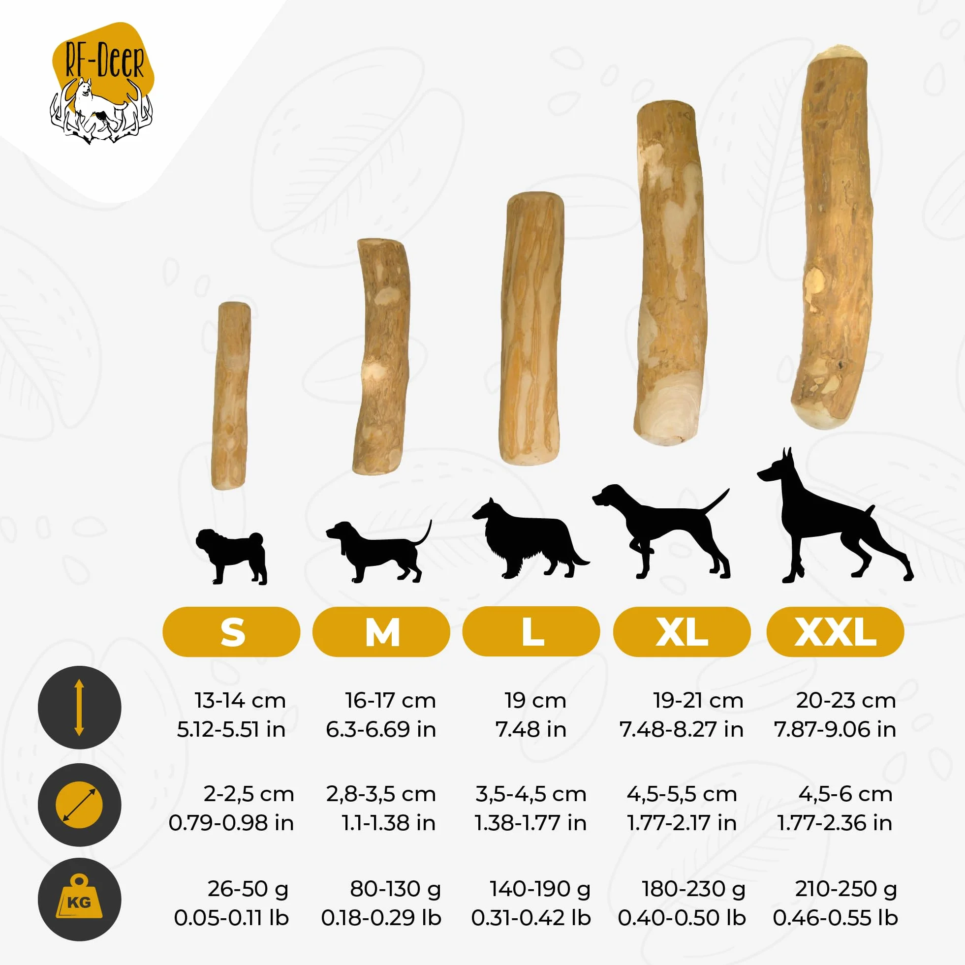 RF-Deer | Gryzak dla psa | Z drewna kawowego | 100% naturalny | Starannie wypolerowany | Odpowiedni dla psów z alergią pokarmową | Zapobiega kamieniowi nazębnemu | Rozmiar: L