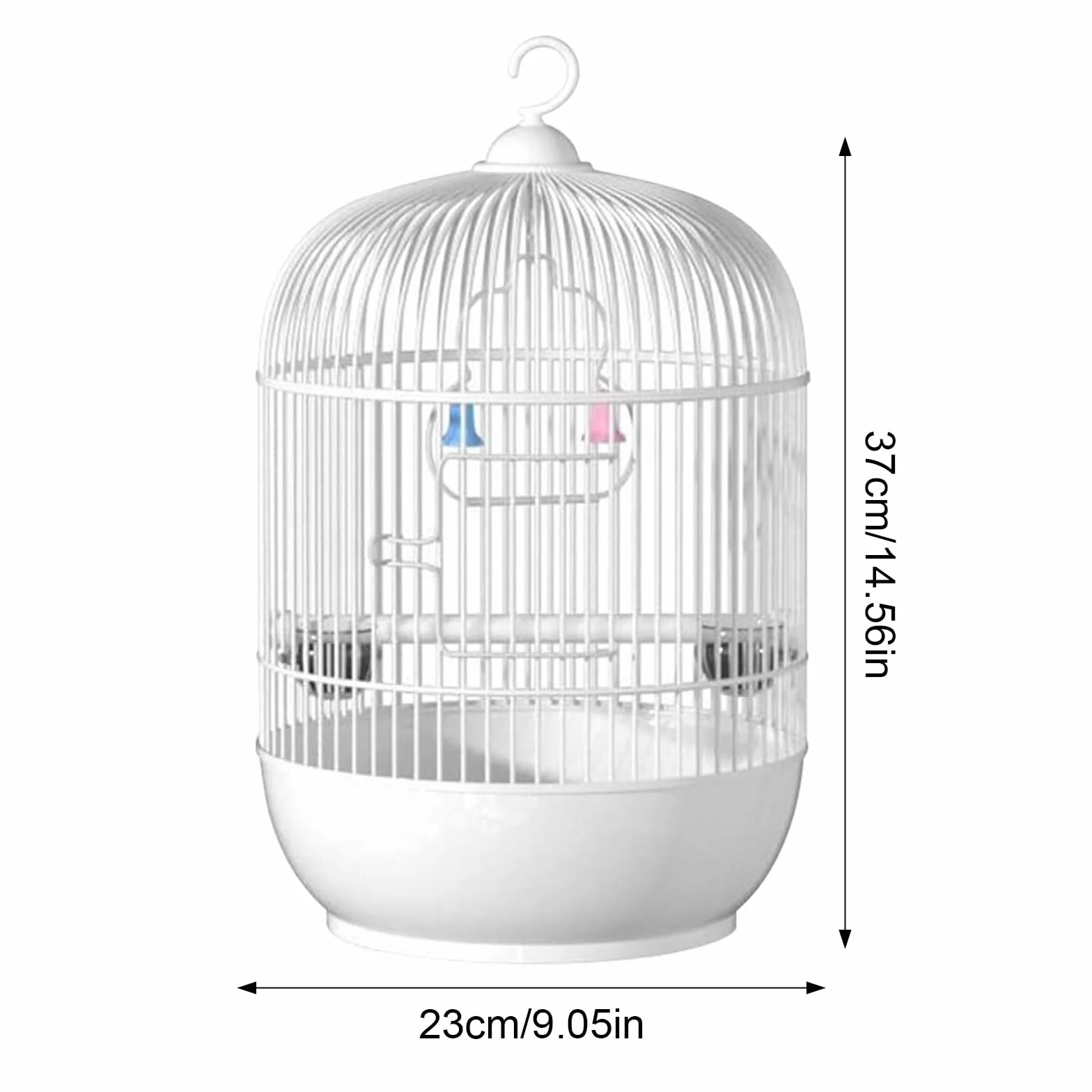 Bird Cage, Parakeet Carrier, Travel Cage, Sturdy Iron Frame, Built-In Handle and Perch, Ideal for Travel or Home Use, 9.05x9.05x14.57 Inches, White Color, 1 Piece