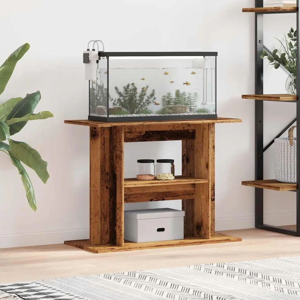 vidaXL Stojak pod akwarium Stare drewno 80x35x60 cm Drewno konstrukcyjne