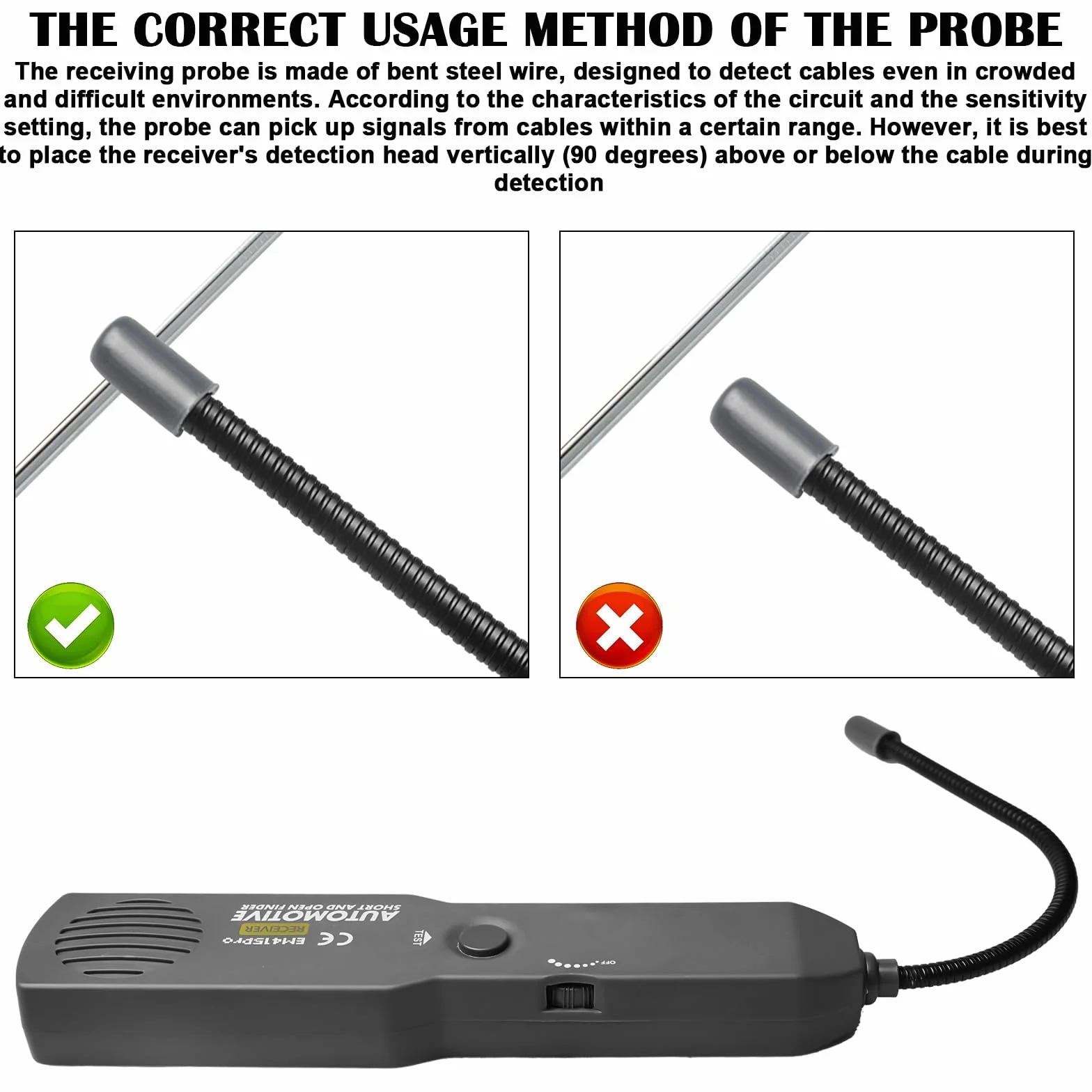 Wyszukiwacz przewodów i generator dźwięku, Cable Tracker Multifunctional tester sieci, tester kabli, identyfikuj przewody i przetestuj przepływ przewodów telefonicznych RJ11 (czarny)