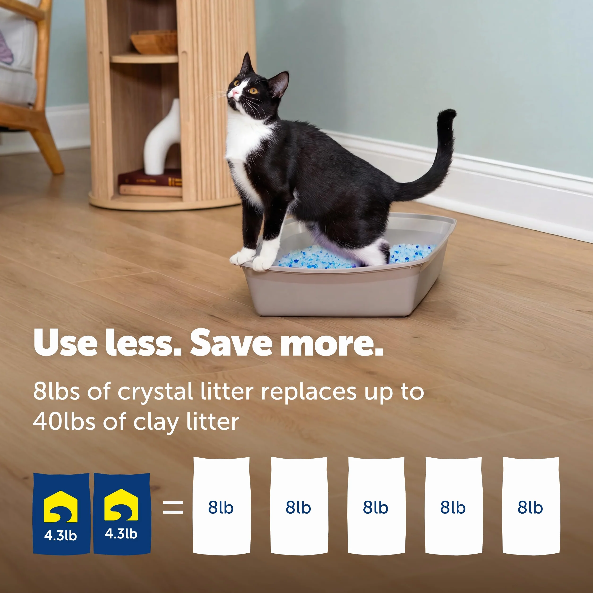 PetSafe ScoopFree Premium Nieklejący Kryształowy Żwirek dla Kotów - Kontrola Zapachu, Niskie Rozprzestrzenianie, Bezpyłowy - Premium Niebieski, 2-Pak