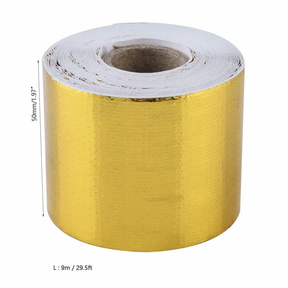 Taśma klejąca, osłona termiczna samochodu Taśma z folii aluminiowej 1 rolka Obróbka powierzchni z folii aluminiowej, wytrzymuje długotrwałe wysokie temperatury (złota) (10 M * 5 cm)