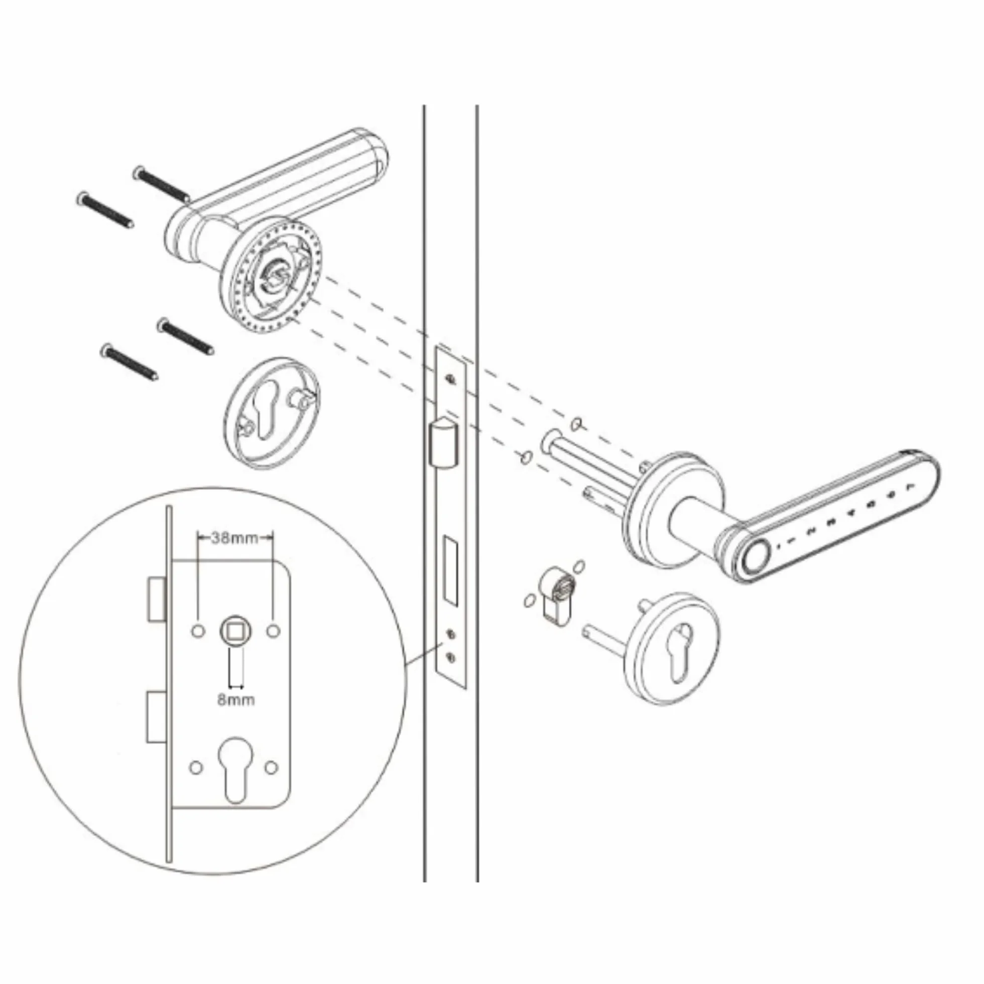 Orno OR-ZS-853 elektroniczny zamek z klawiaturą dotykową i czytnikiem linii papilarnych Bluetooth 4.0 Nikiel