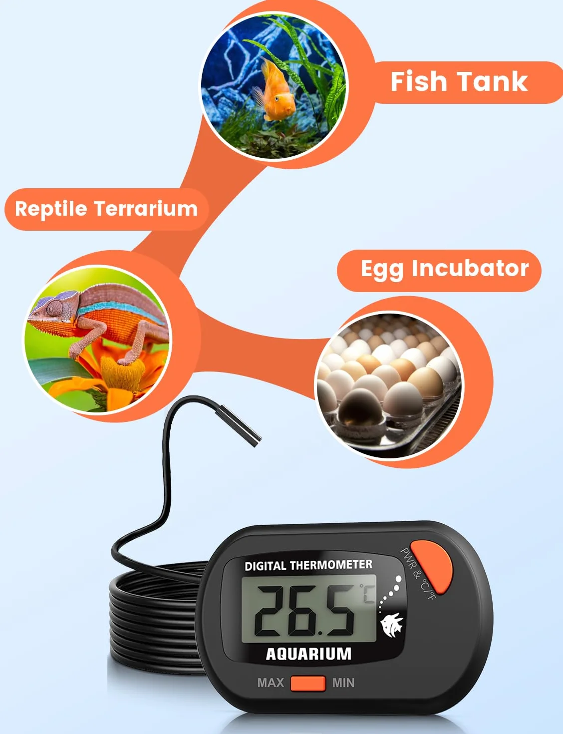 Termometr do akwarium z sondą i przyssawką, cyfrowy termometr temperatury wody LCD do akwarium, akwarium, gadów morskich, terrariów (1)