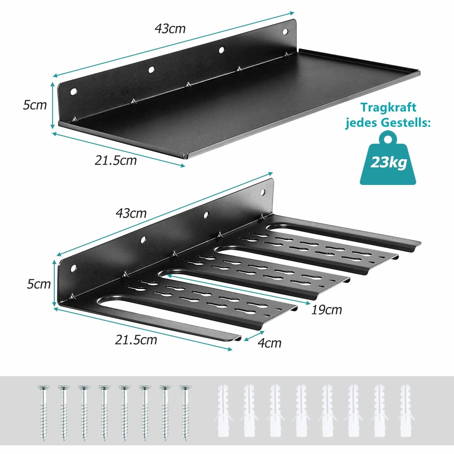COSTWAY Regał na narzędzia ścienny metalowy 4 szczeliny 36 otworów system przechowywania