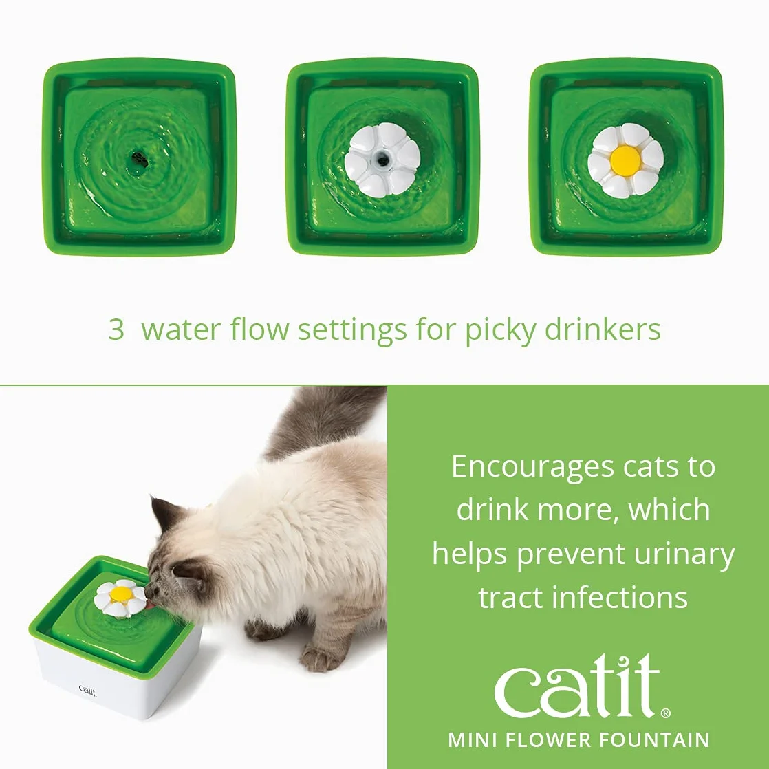Catit 43735W Piodło Fontanna Dla Kota, 1,5 l, Biały/Zielony