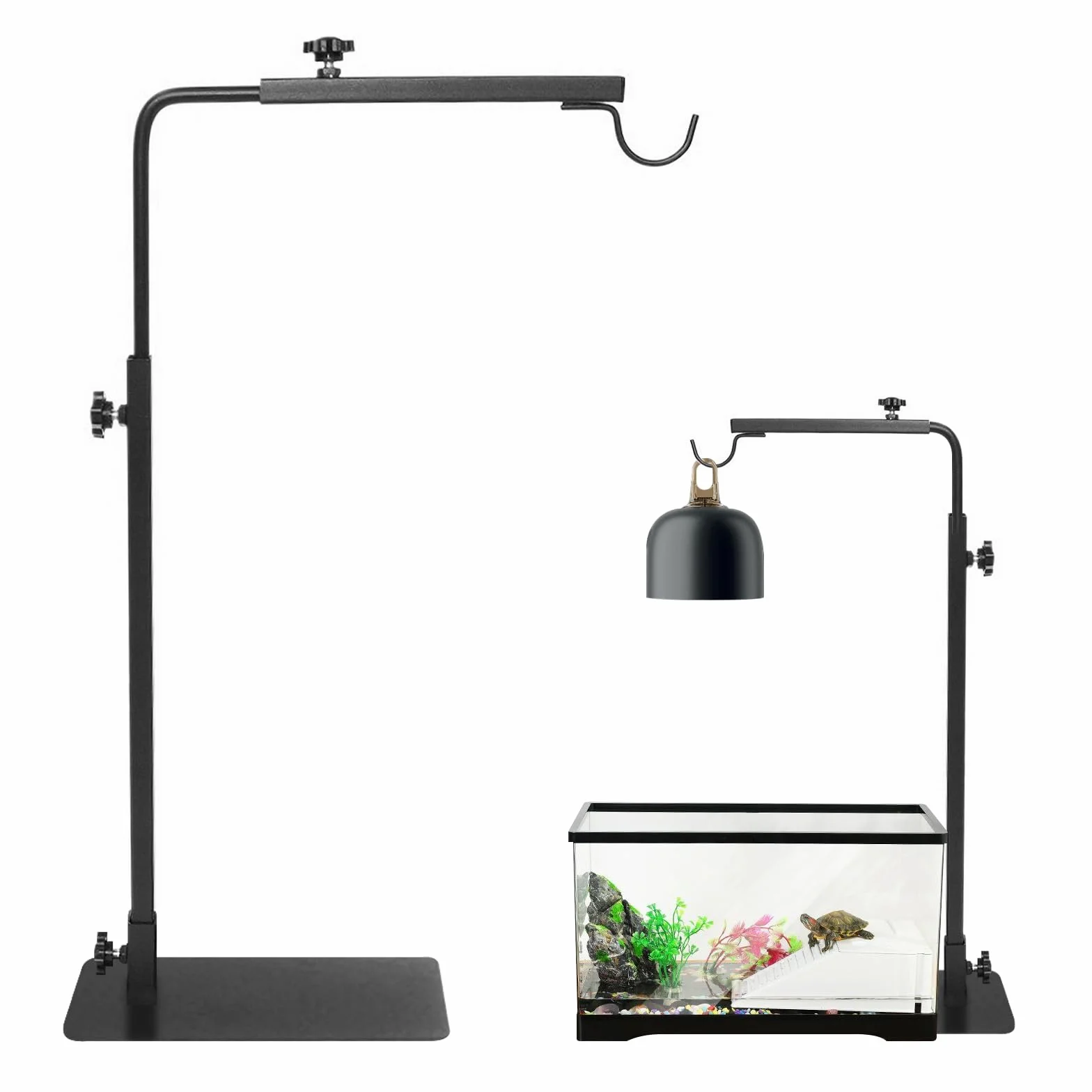 Joycabin Lampa grzewcza dla gadów, regulowana wysokość i szerokość, do terrariów o różnych wysokościach, lampa grzewcza do gadów, czarna, żarowa, 1 sztuka