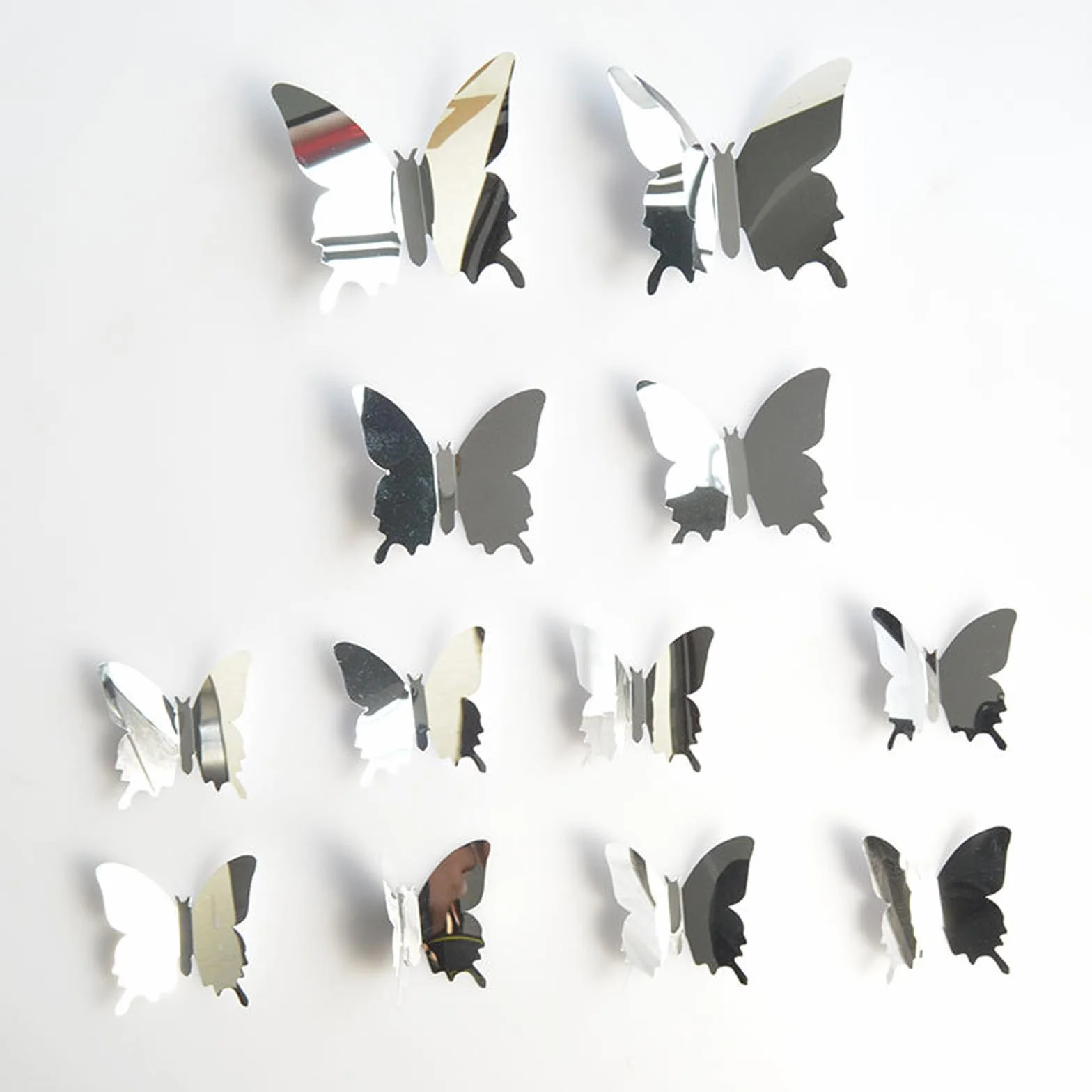 Naklejki 3D na ścianę motyl lustro dekoracja mieszkania zdejmowane 60 sztuk