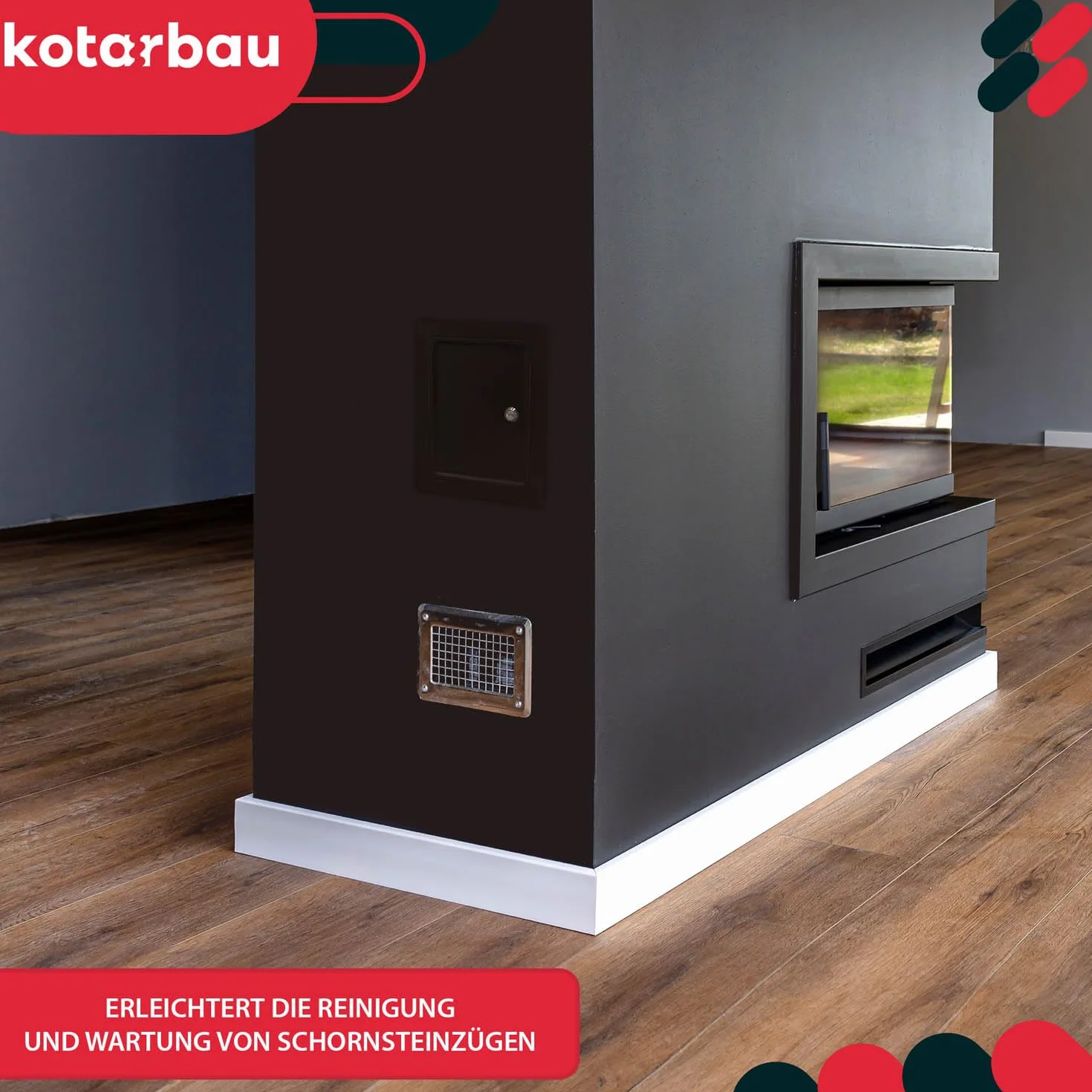 KOTARBAU Drzwi kominkowe 155 x 205 mm miedziane antyczne z osłoną termiczną