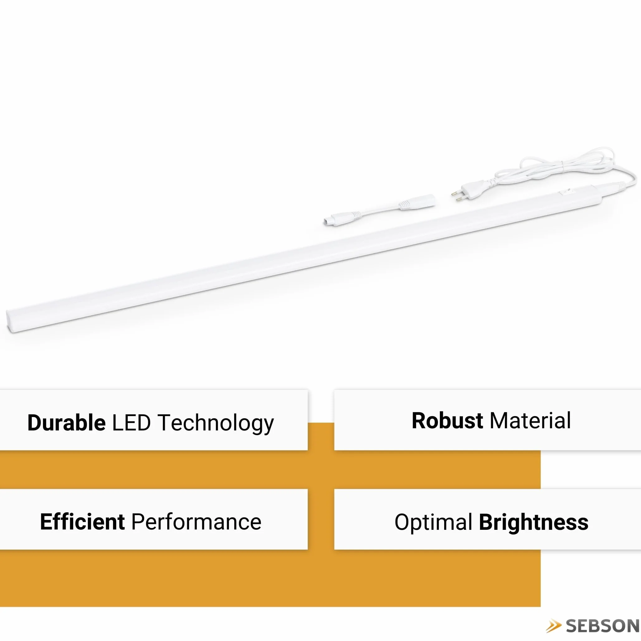 SEBSON Lampa LED do zabudowy kuchennej, 90 cm, z wtyczką i przełącznikiem, 4000 K, neutralna biel, 12 W, 1900 lm, listwa świetlna LED 230 V, lampa kuchenna do zabudowy 880 x 30 x 22 mm