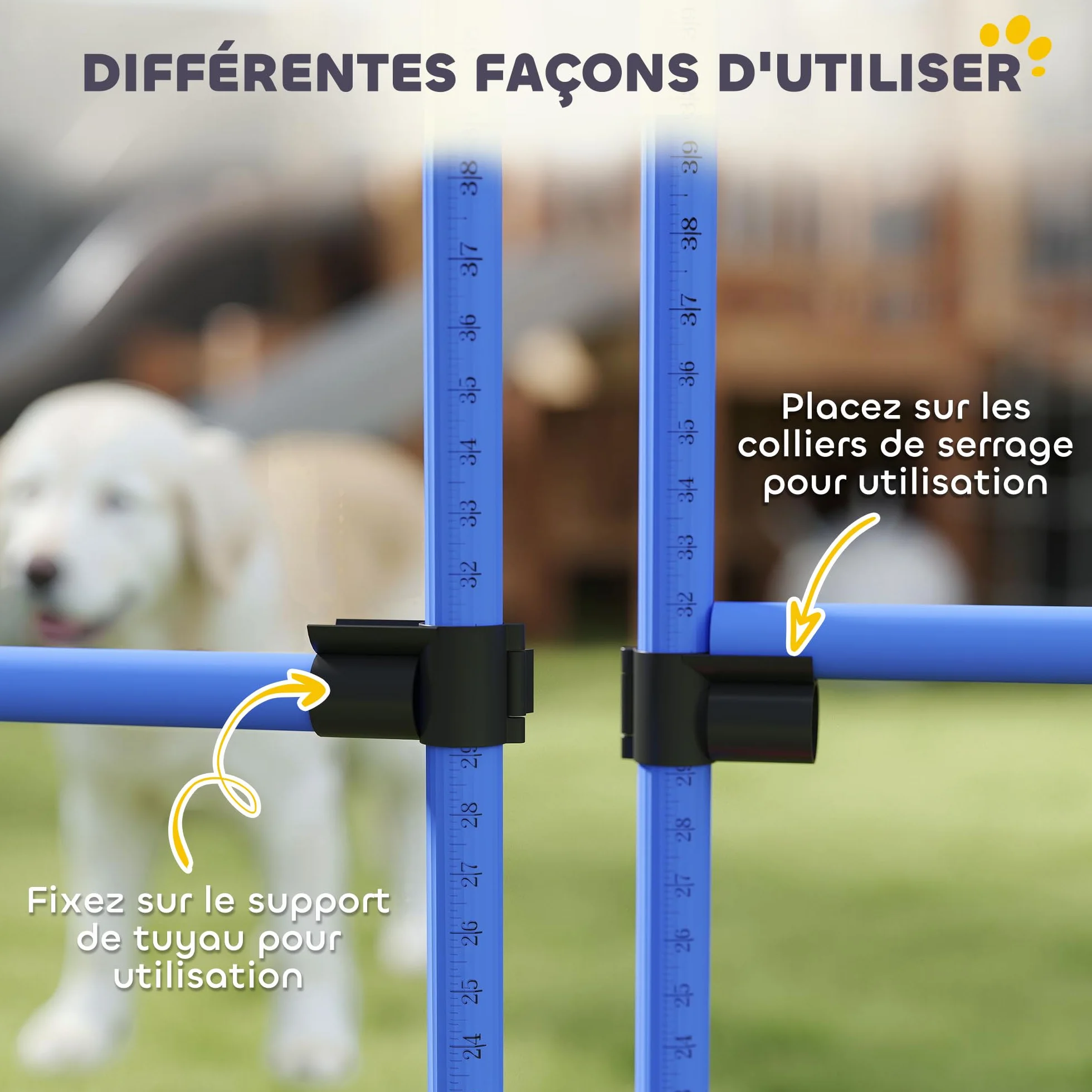 PawHut Zestaw Agility dla psów Zwinność Psów Kurs Zwinność Pies Zestaw 4 przeszkód zawodowych Regulowana wysokość z systemem podparcia podłogi 99 l x 65 l x 94H cm Dostarczona torba transportowa