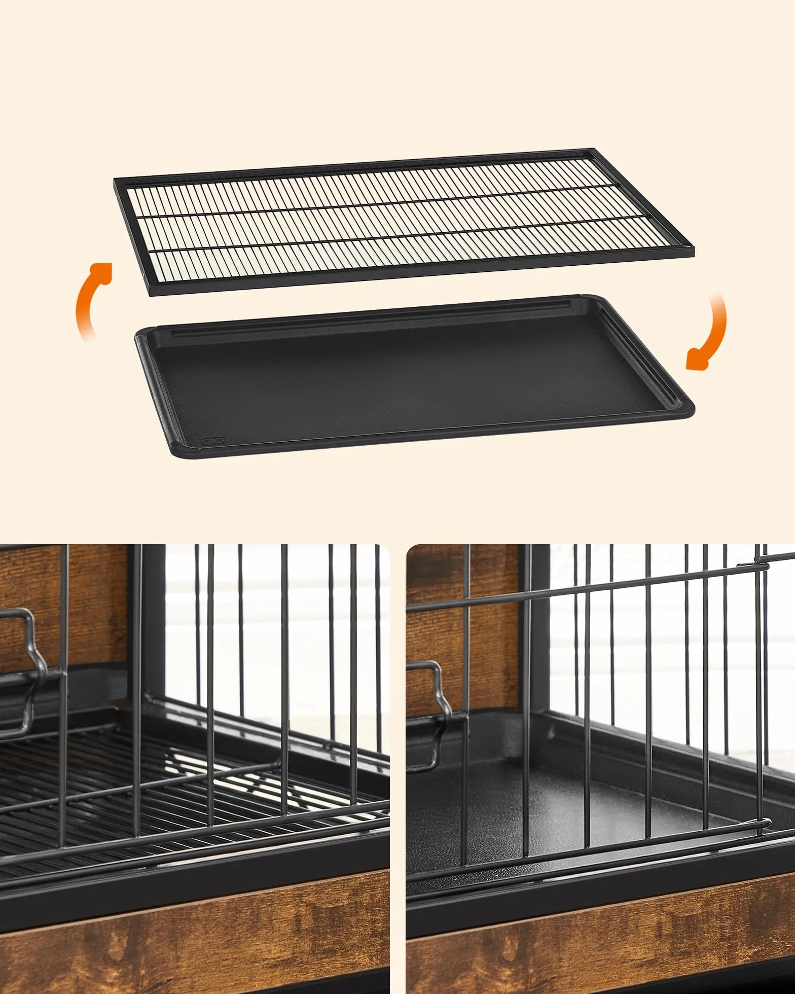 Feandrea Klatka dla psa stolik pomocniczy domek dla psów do 32 kg rustykalny brąz PFC003X01