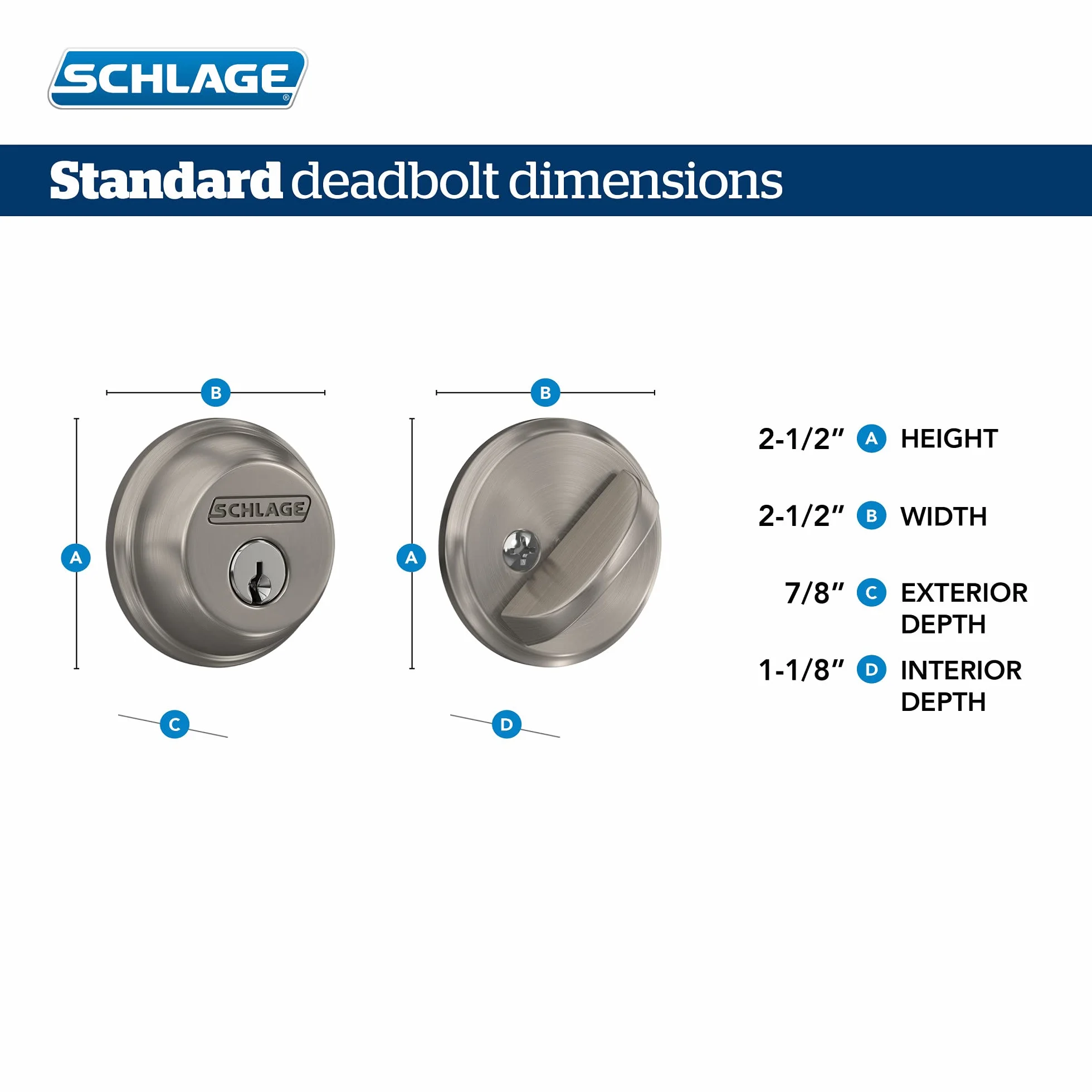 SCHLAGE Lock Company Zamek zasuwkowy, jednocylindrowy, satynowy mosiądz (B60 N 608)